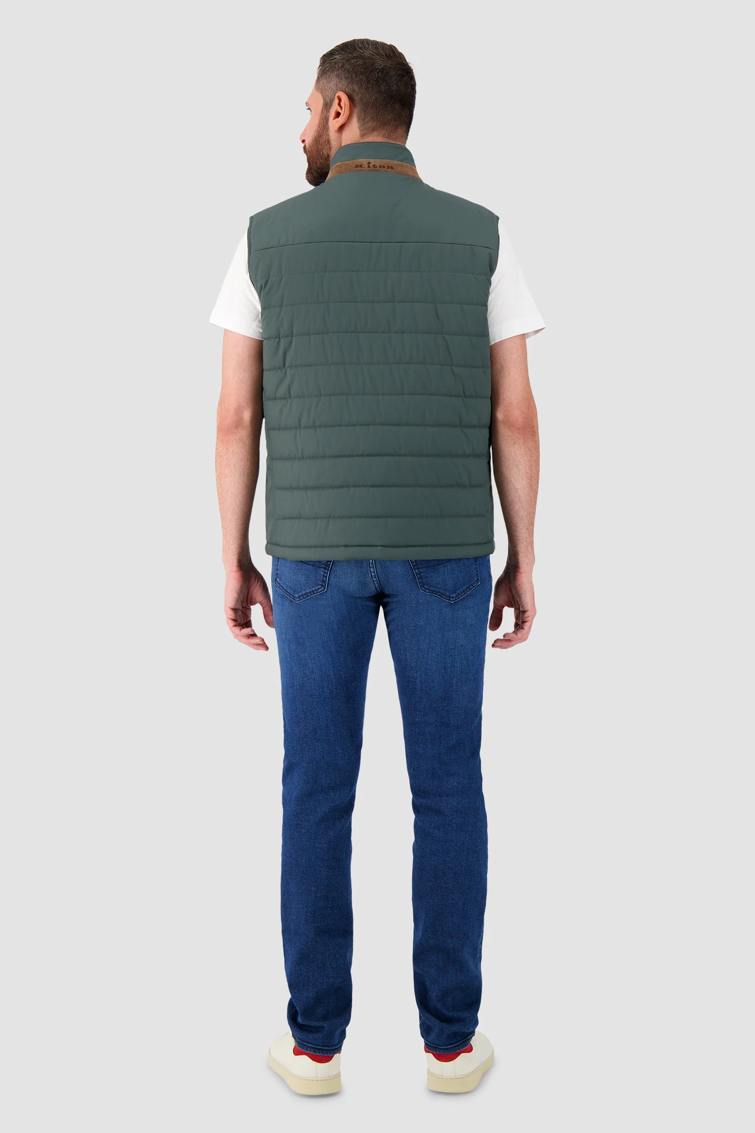 Kiton Sage Green Quilted Vest - Image 4