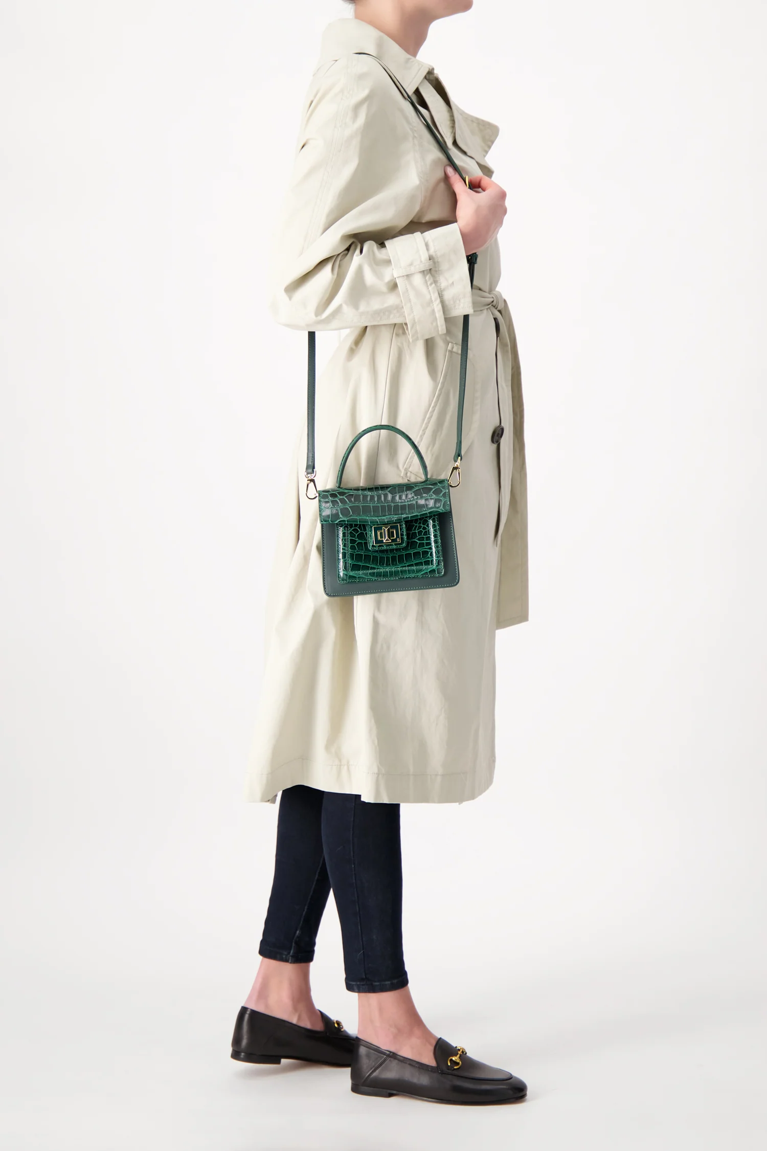 Krenoir Forest Green Croco Mini Kandie Handbag - Image 6