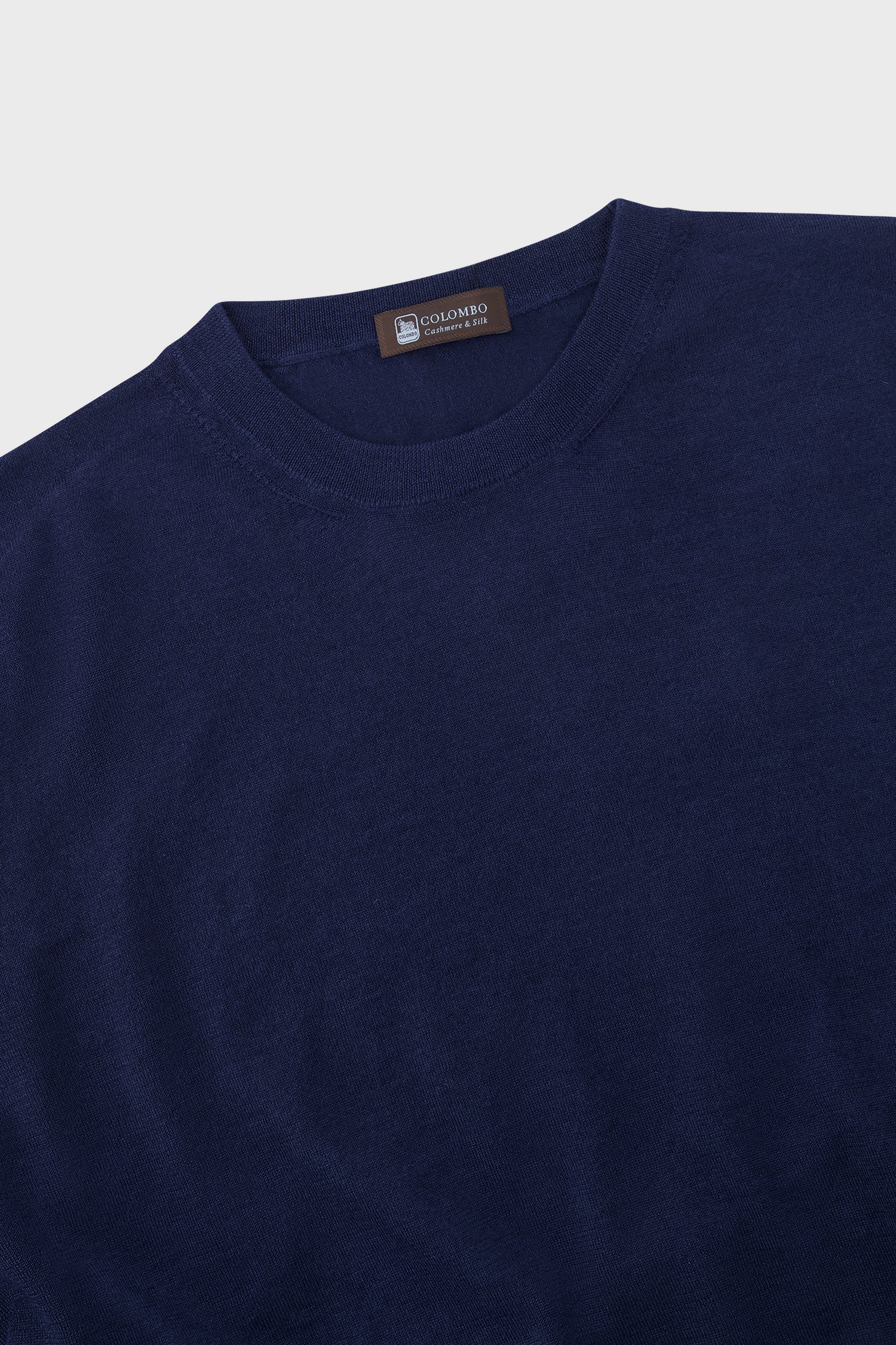 Lanificio Colombo Navy Cashmere Round Neck SS T-Shirt - Image 3