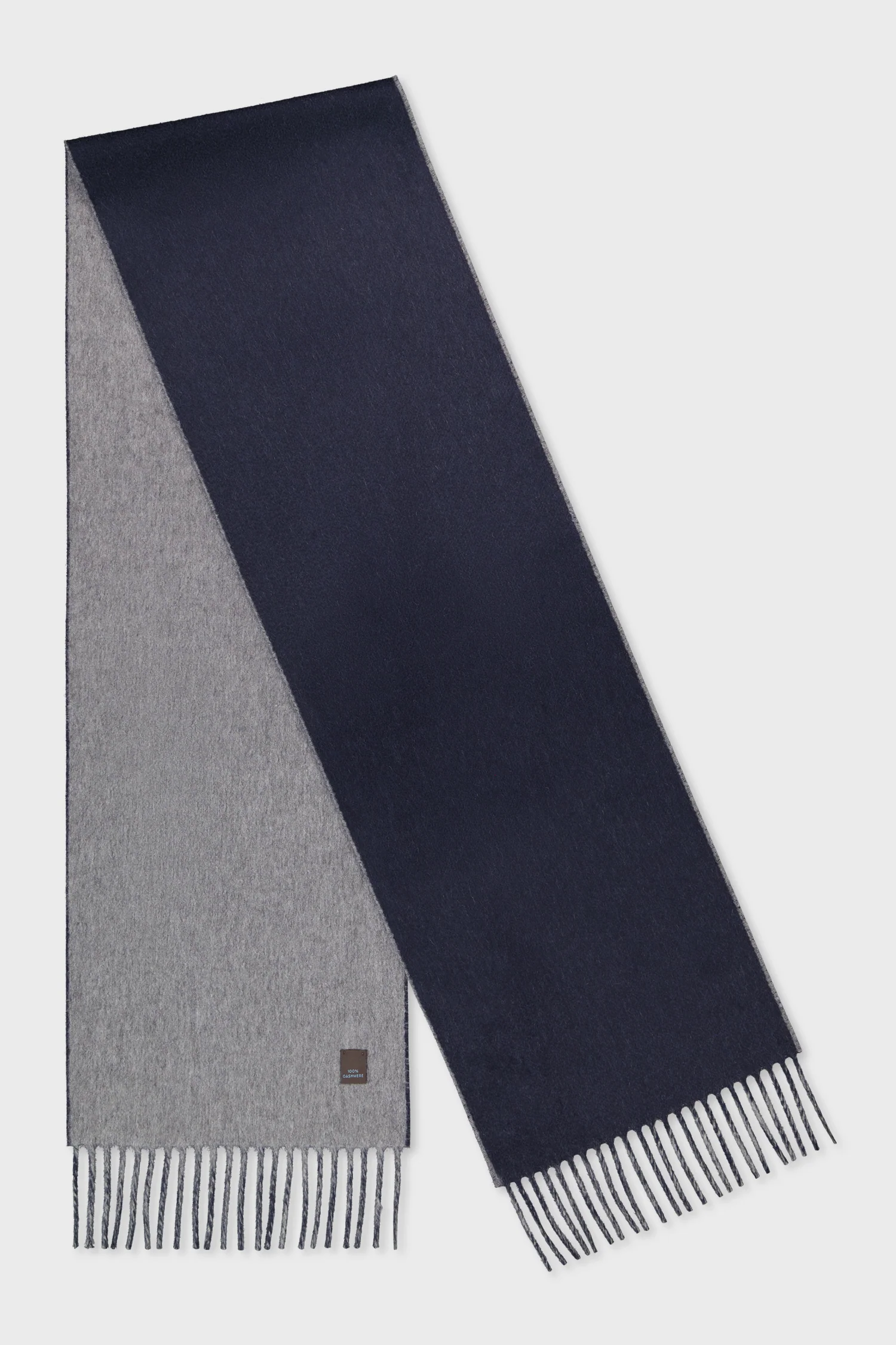 Lanificio Colombo Navy/Grey Cashmere Scarf - Image 4