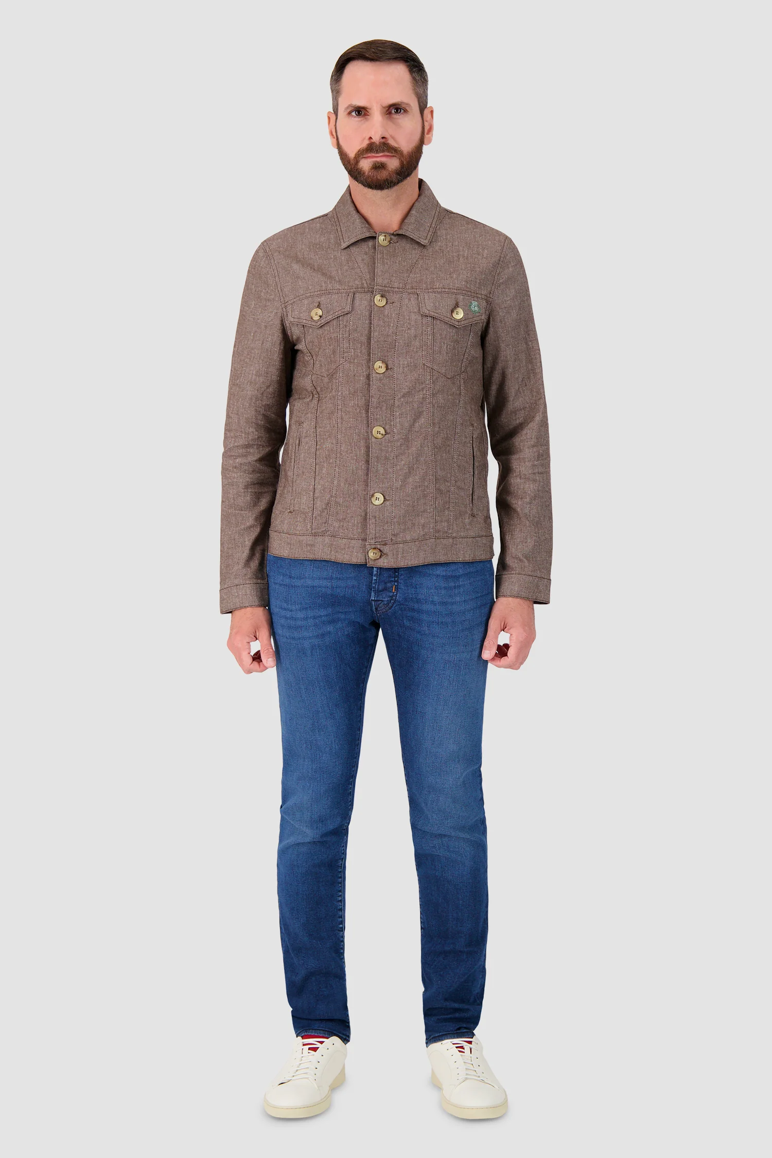 Luigi Borrelli Brown Giubbino Jeans Jacket - Image 3