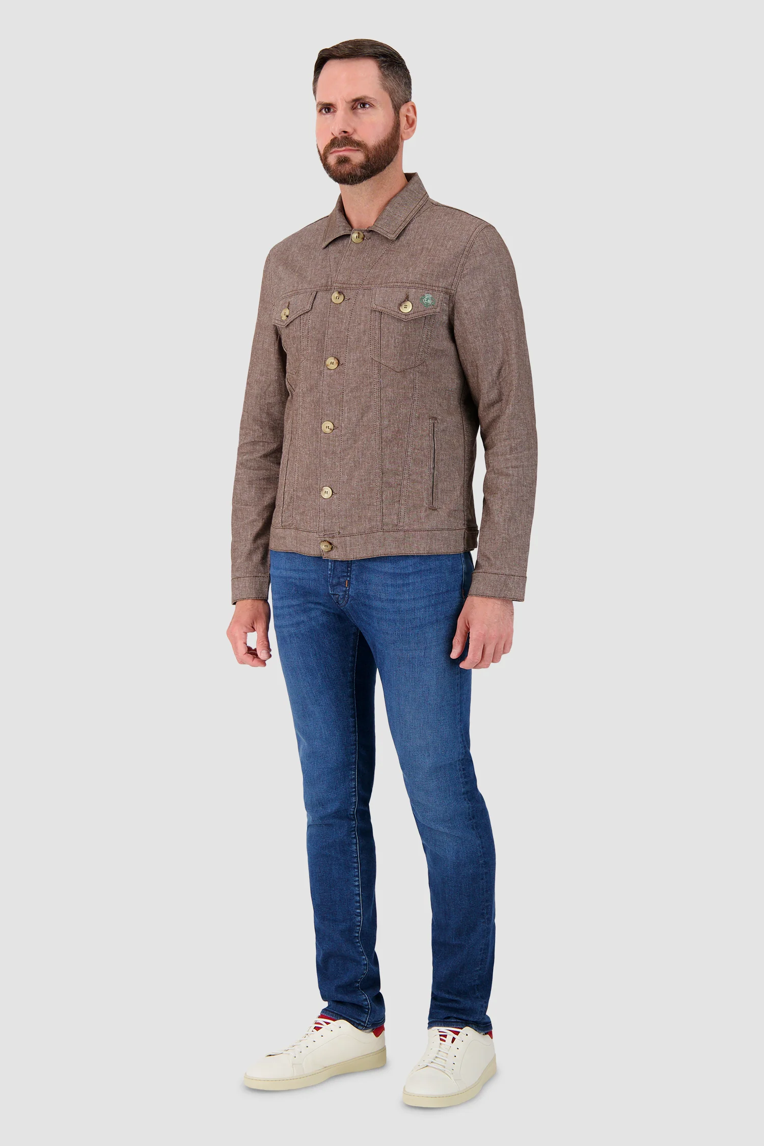 Luigi Borrelli Brown Giubbino Jeans Jacket - Image 4