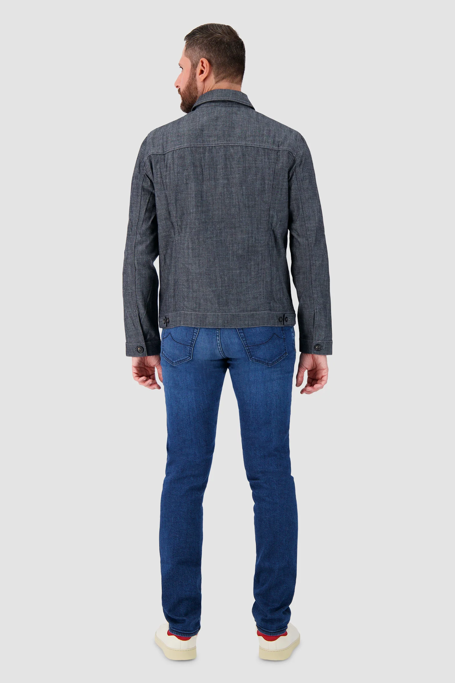 Luigi Borrelli Grey Giubbino Jeans Jacket - Image 5