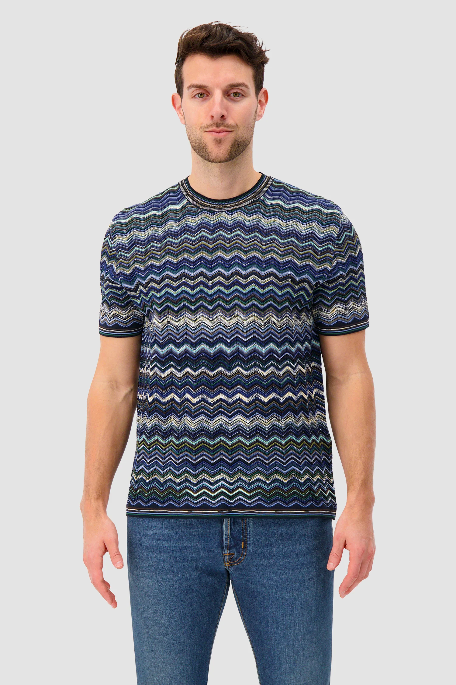 Missoni Cotton knit T-shirt with chevron pattern - Image 3