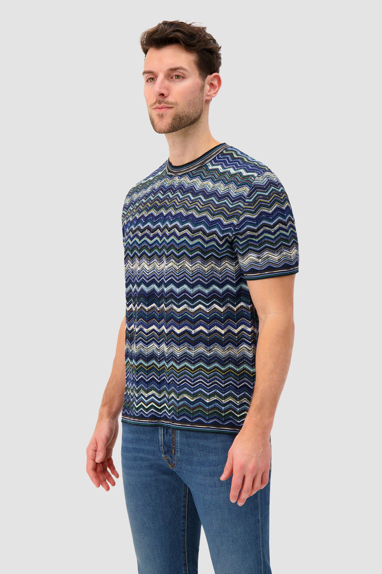 Missoni Cotton knit T-shirt with chevron pattern - Image 4
