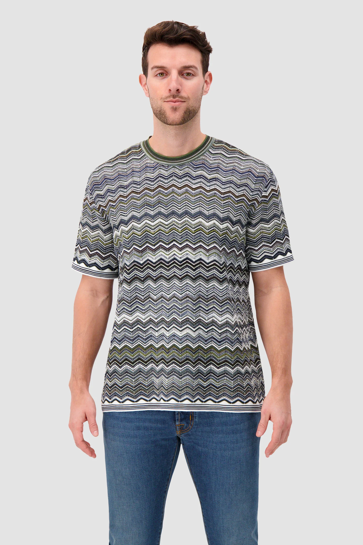 Missoni Cotton knit T-shirt with chevron pattern - Image 3