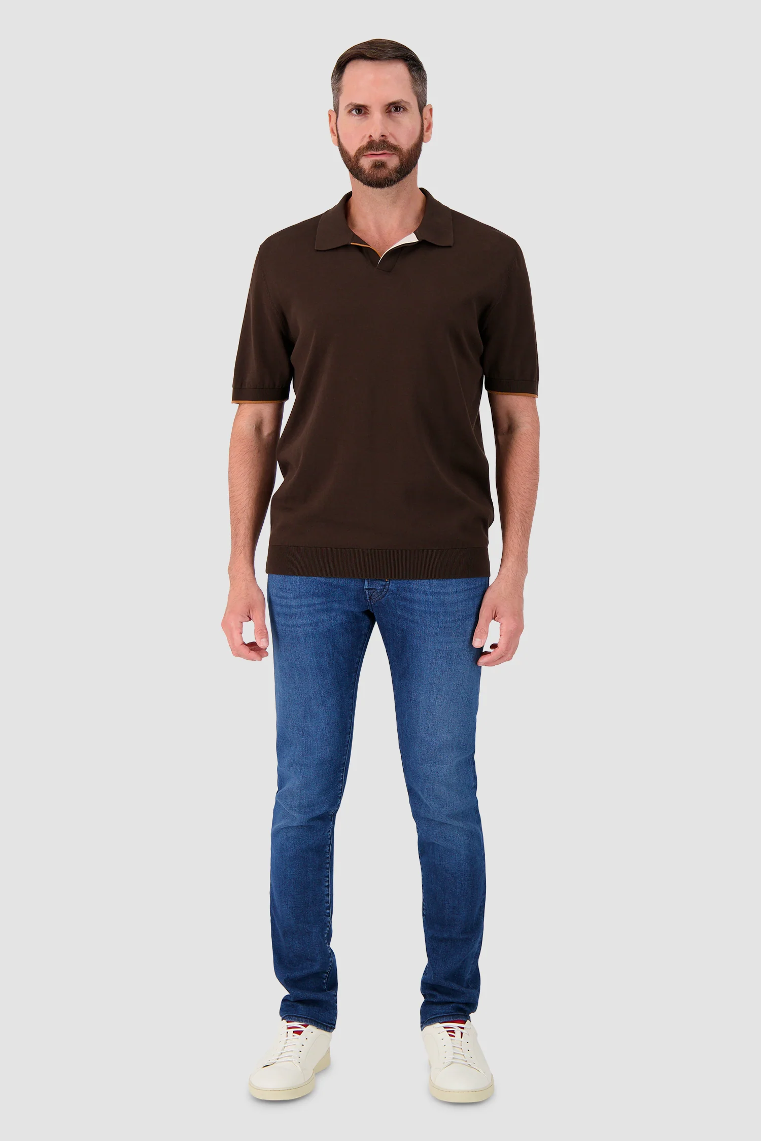 Moorer Brown VERNON-LSP Polo - Image 3