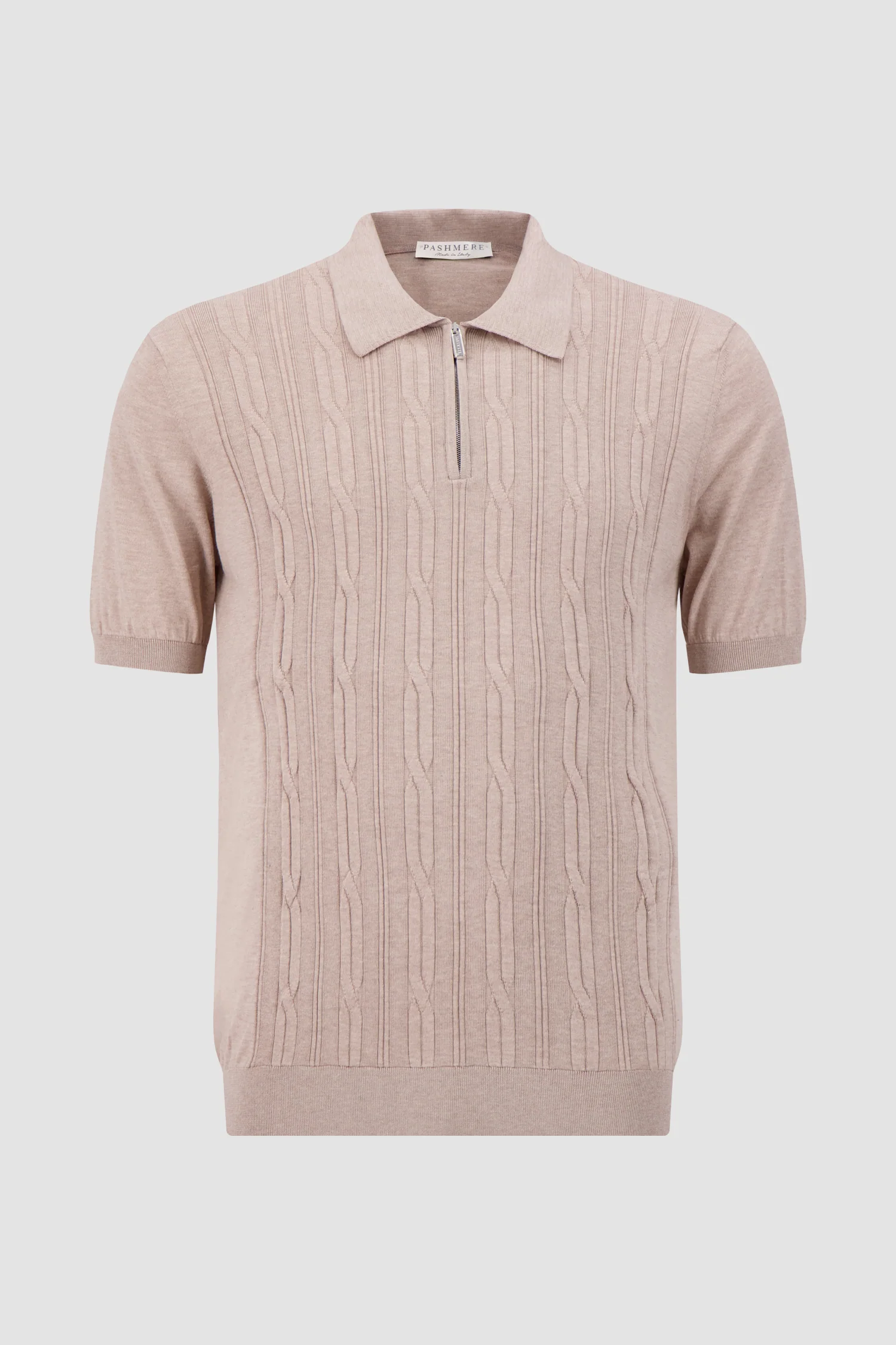 Pashmere Beige Cable Knit Polo