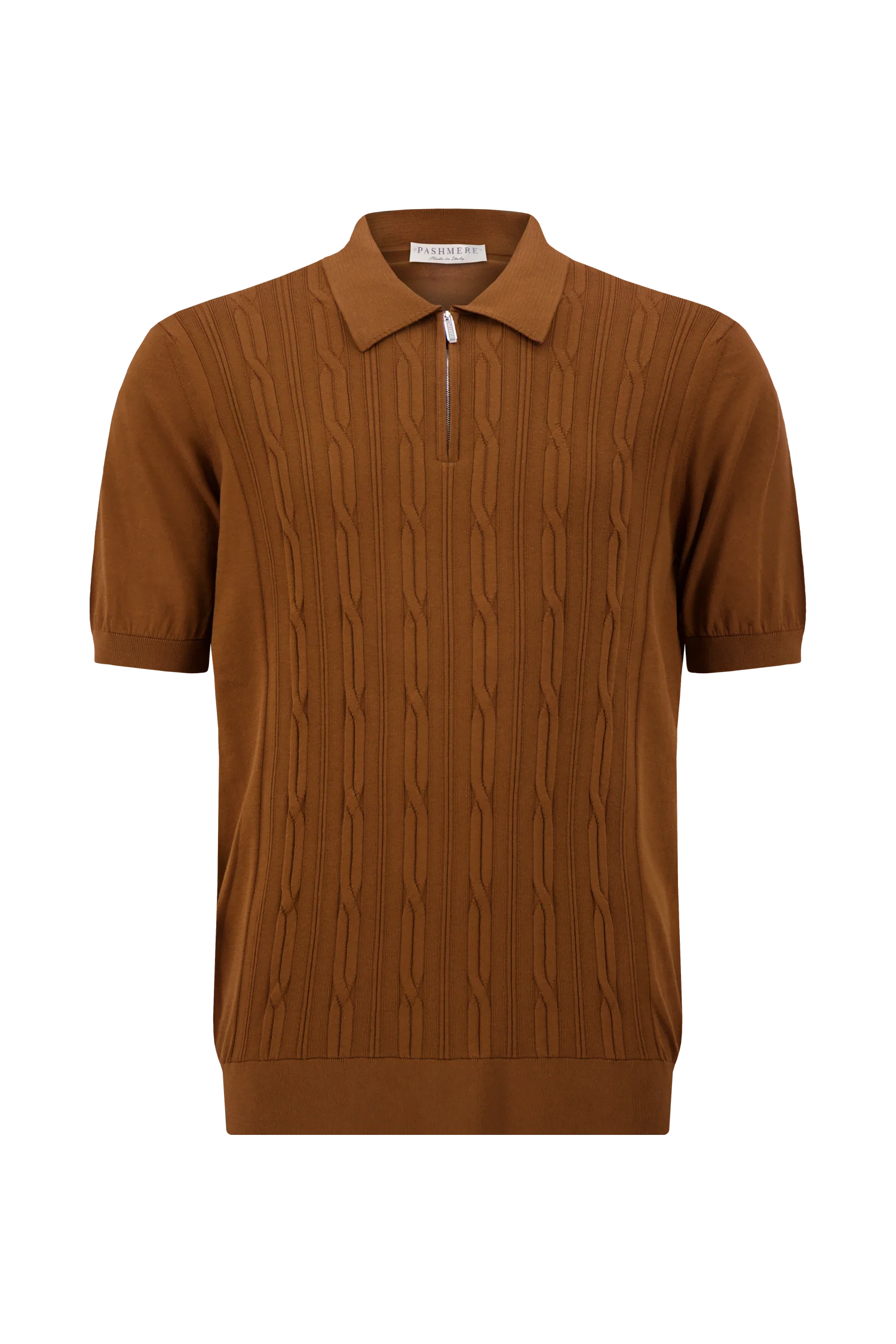 Pashmere Brown Cable Knit Polo
