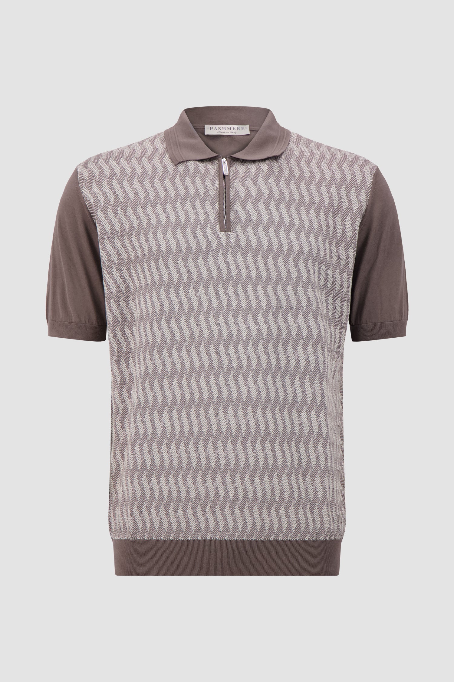 Pashmere Brown/White Textured Knit Polo