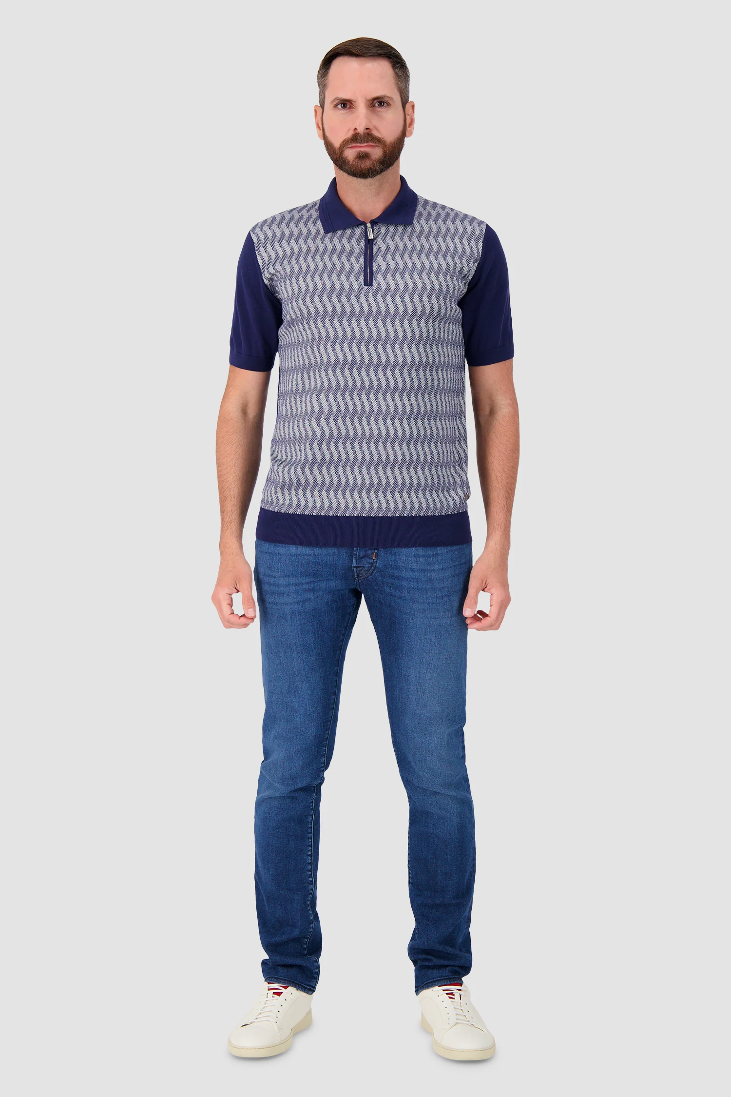 Pashmere Navy/White Zip Polo - Image 3