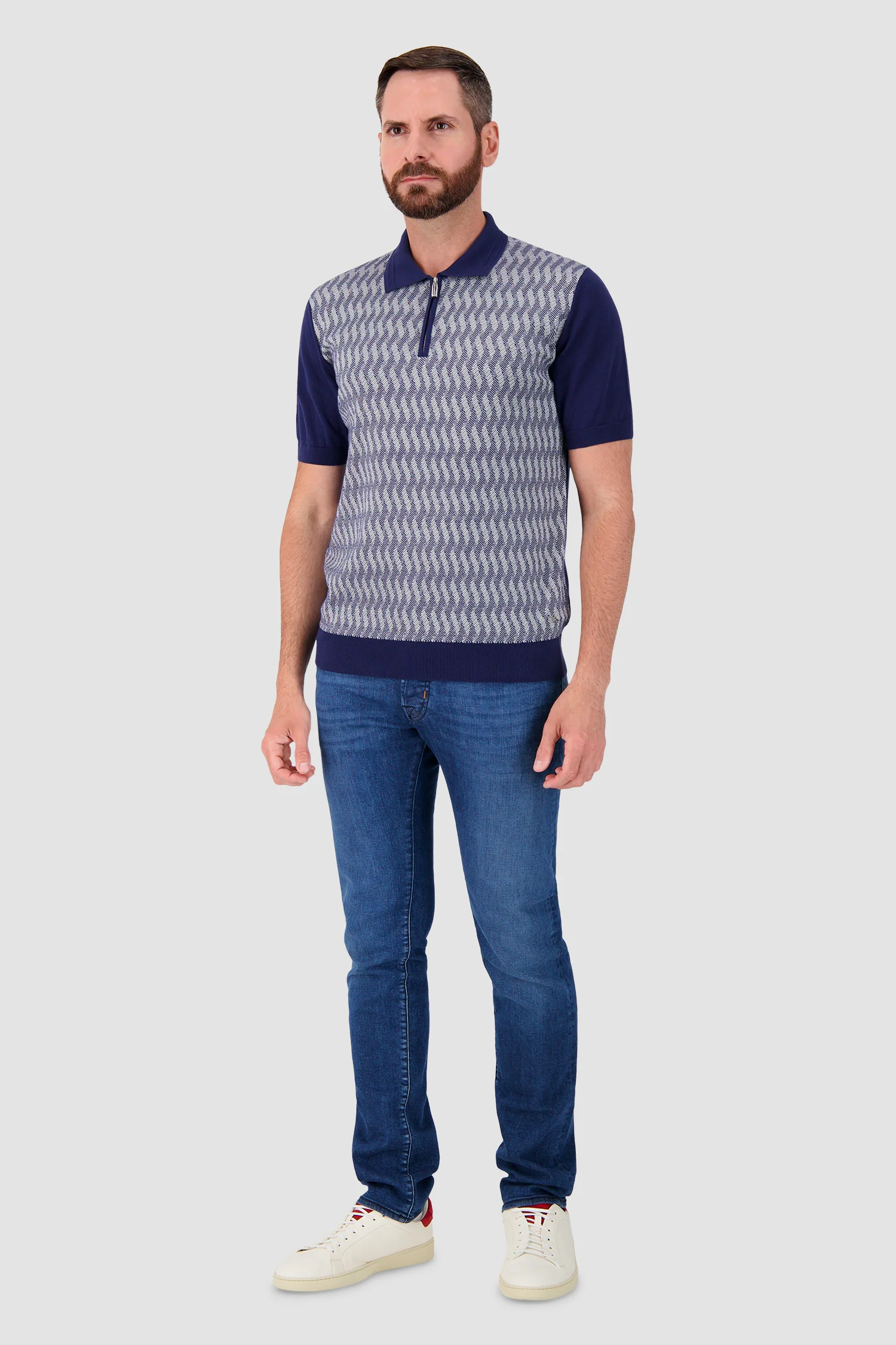 Pashmere Navy/White Zip Polo - Image 4