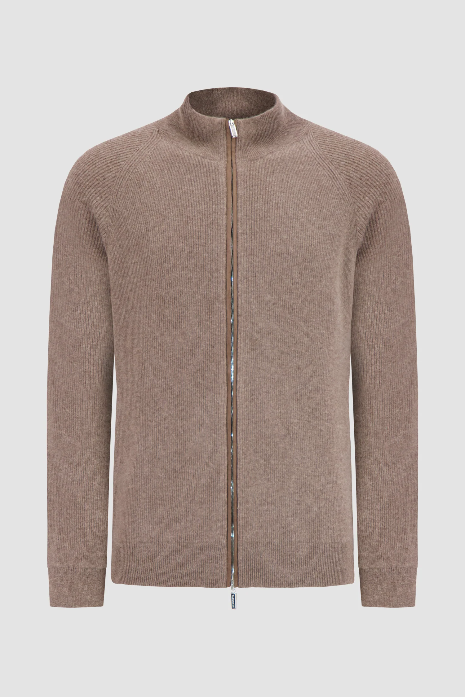 Pashmere Brown Cashmere Full-Zip Sweater