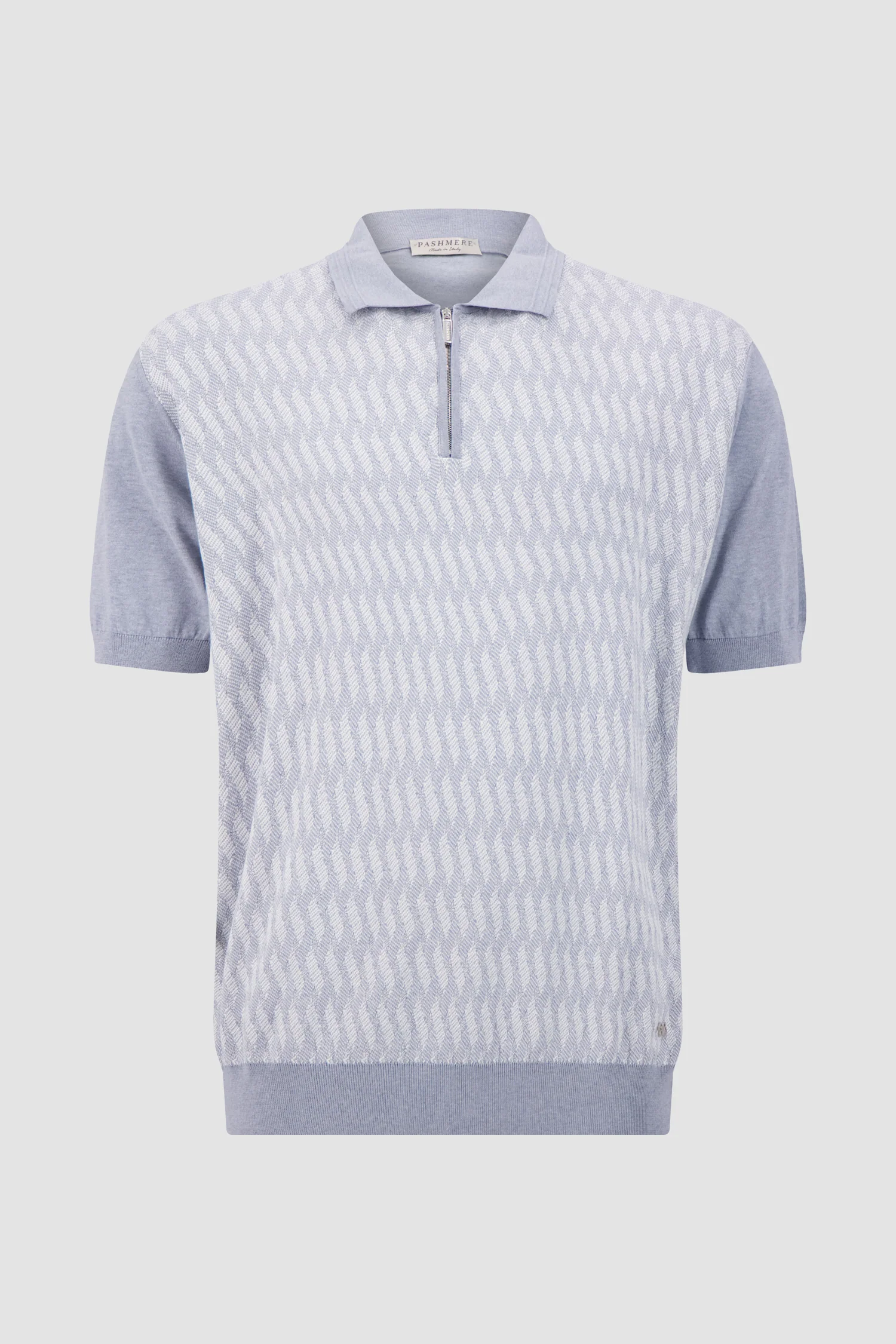 Pashmere Grey/White Textured Zip Polo