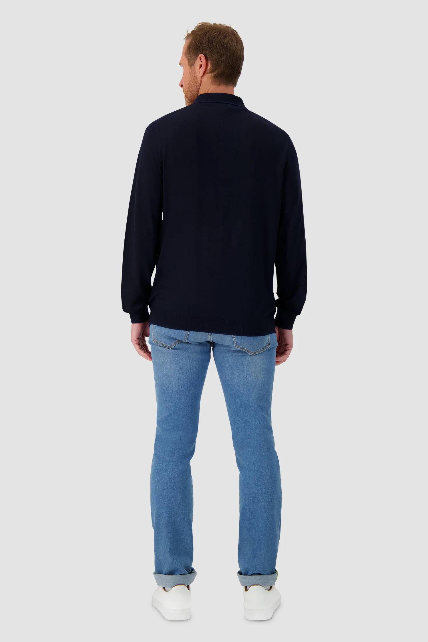 Pashmere Long Sleeve Polo Shirt Navy - Image 5