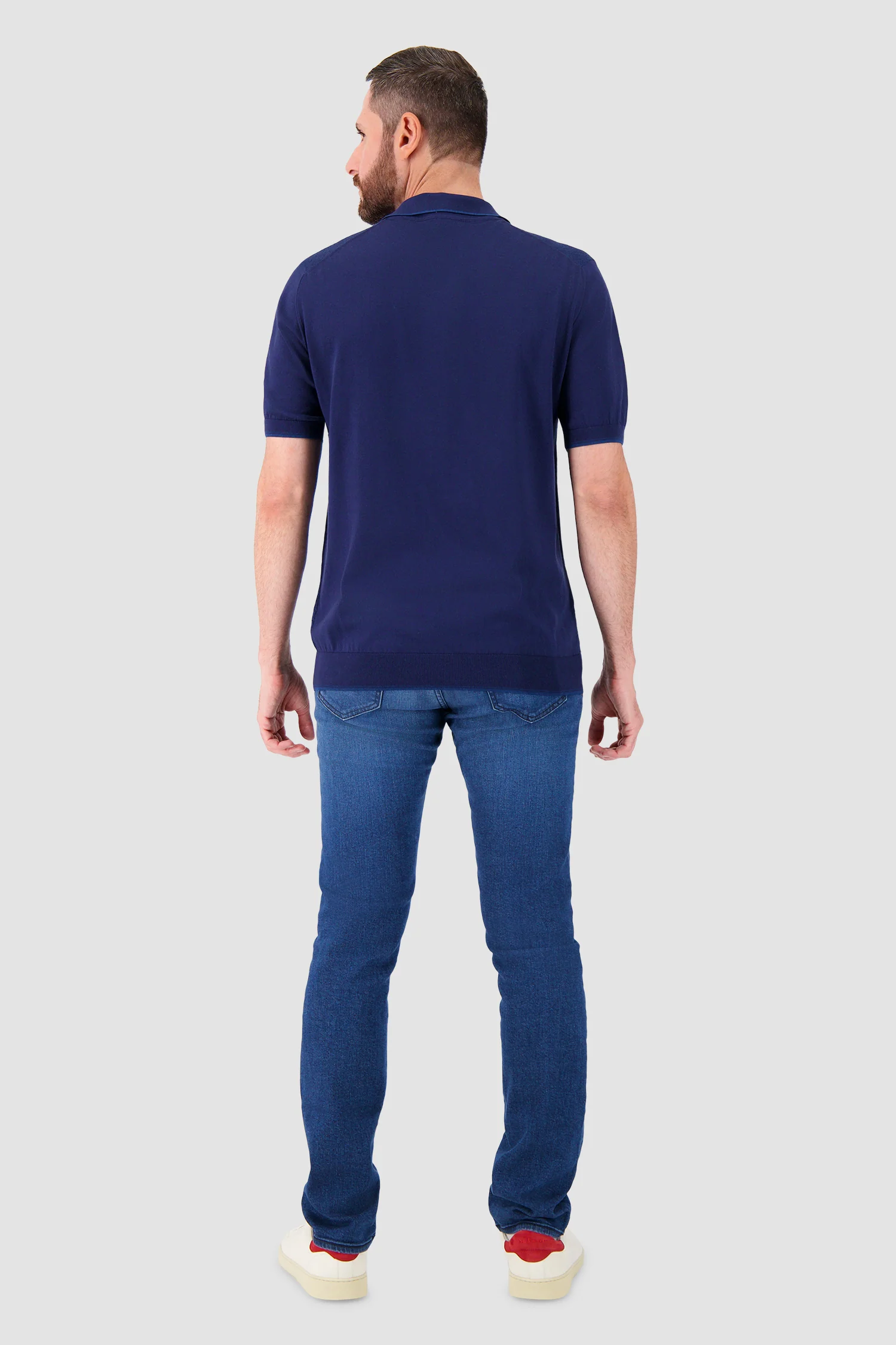 Pashmere Navy Ribbed Polo - Image 5