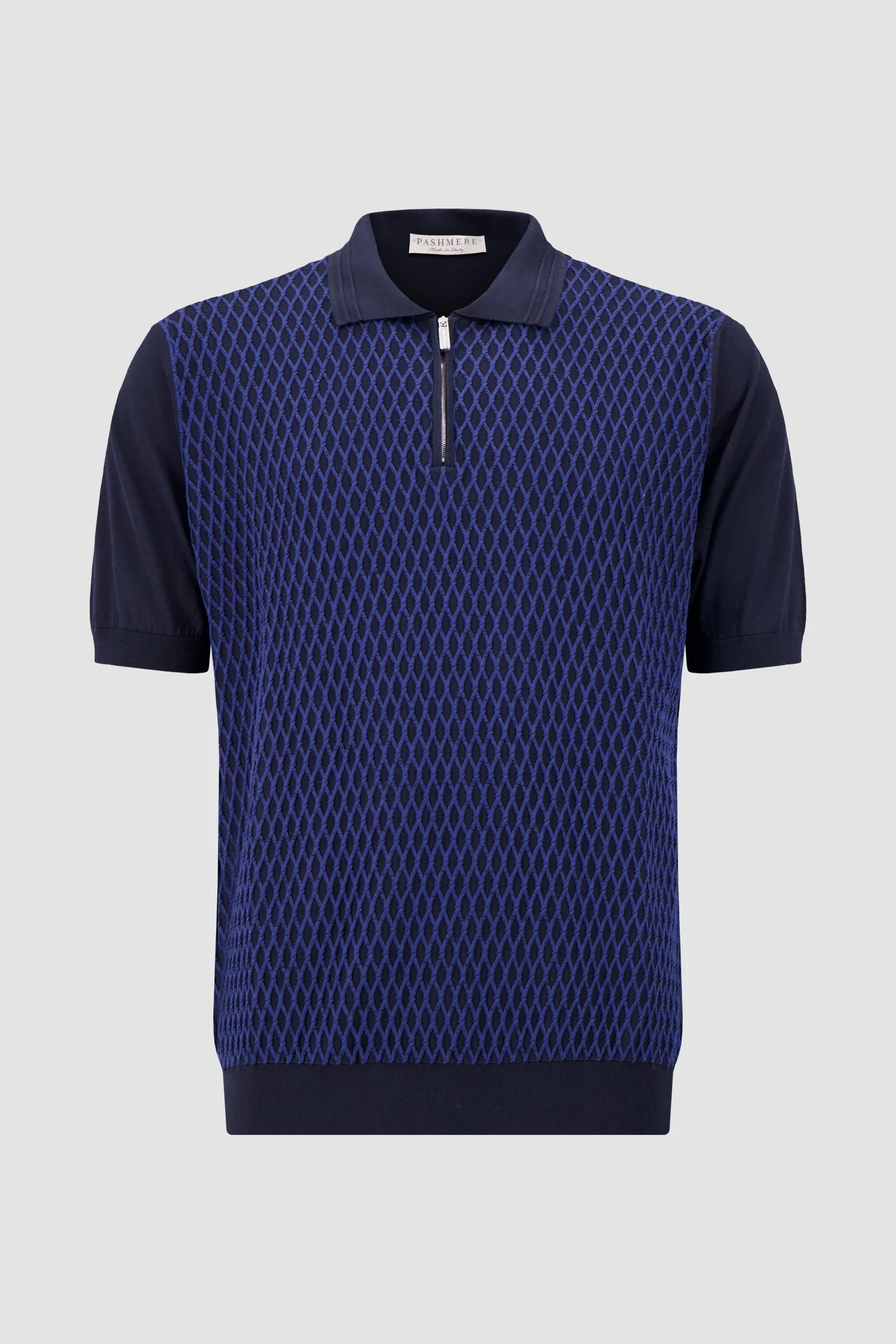Pashmere Navy Textured Zip Polo