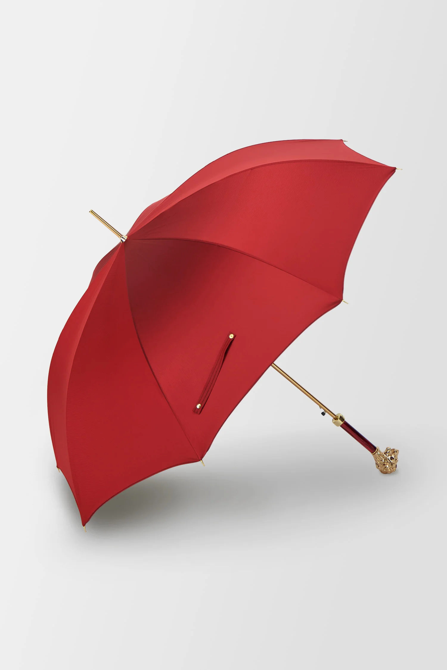 Pasotti Red Umbrella with Gold Lion Handle