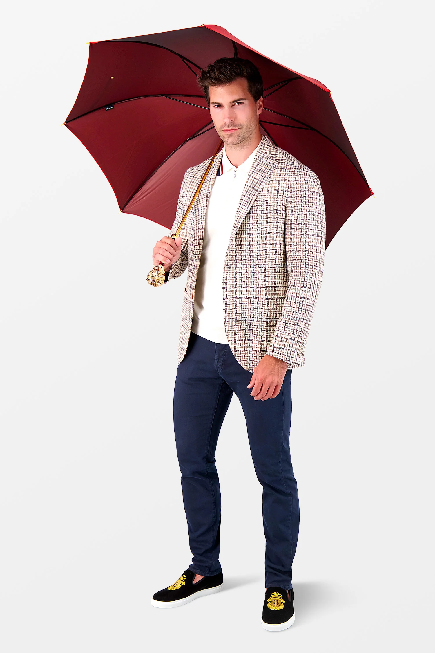 Pasotti Red Umbrella with Gold Lion Handle - Image 2