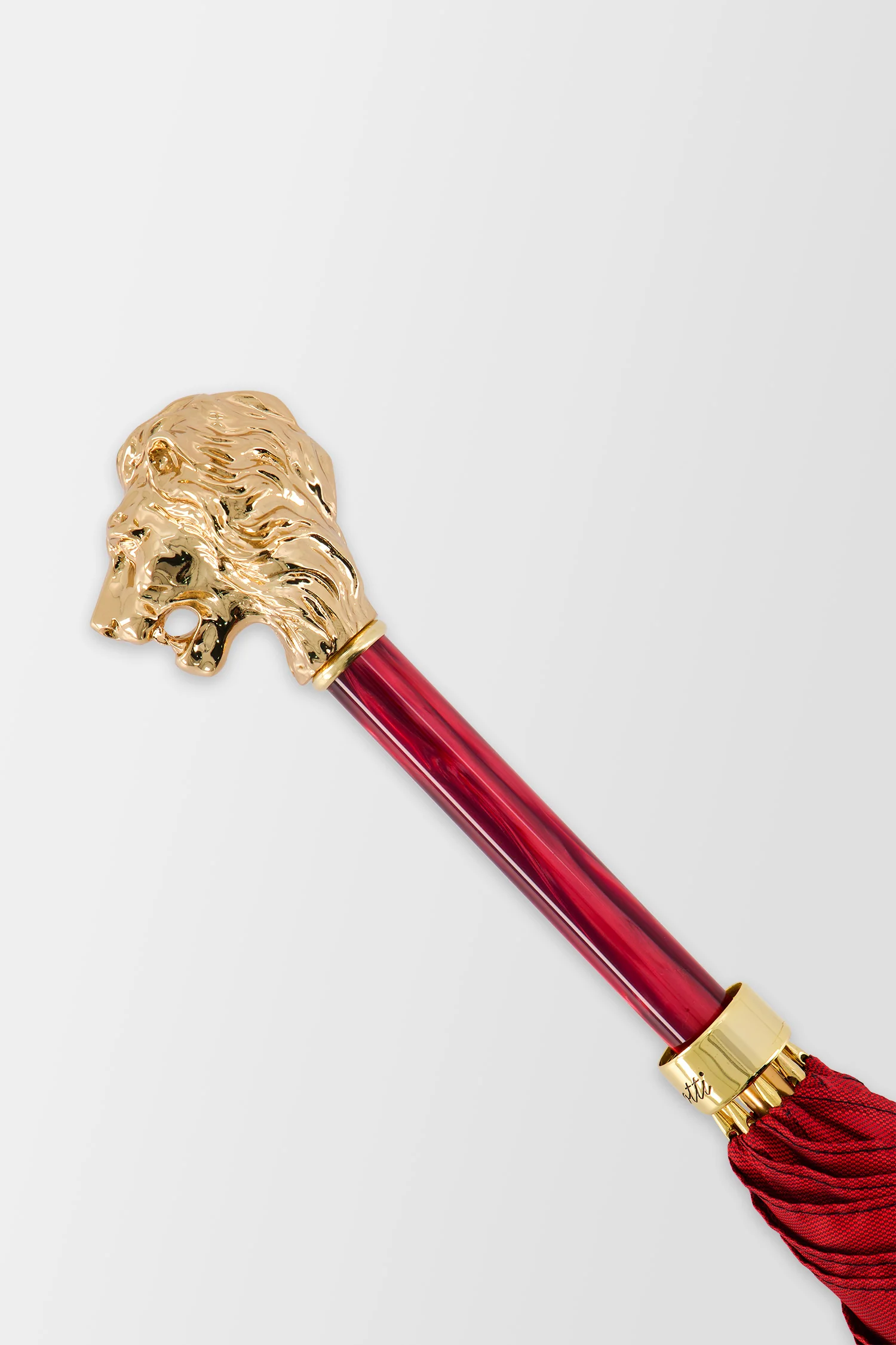 Pasotti Red Umbrella with Gold Lion Handle - Image 4