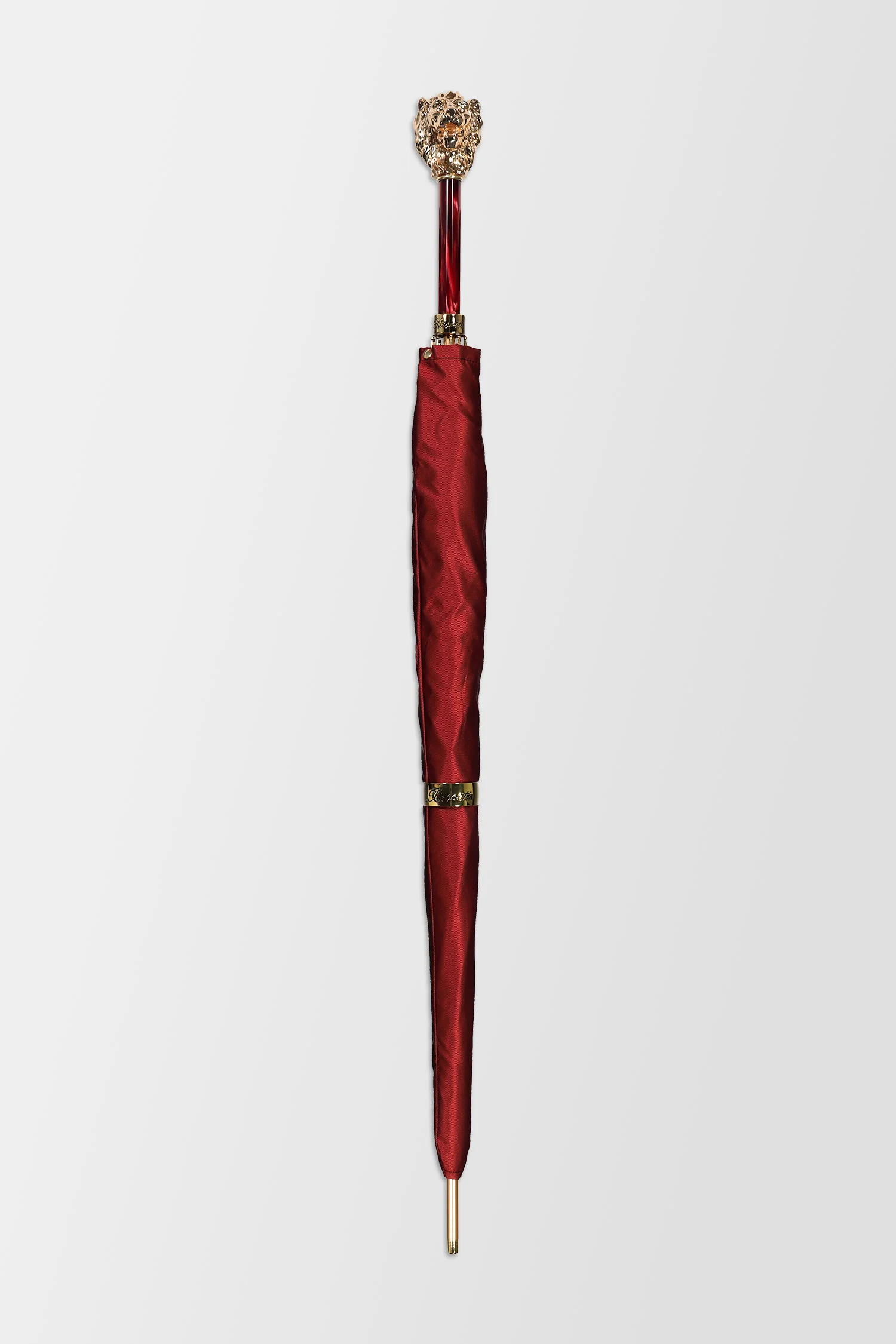 Pasotti Red Umbrella with Gold Lion Handle - Image 5