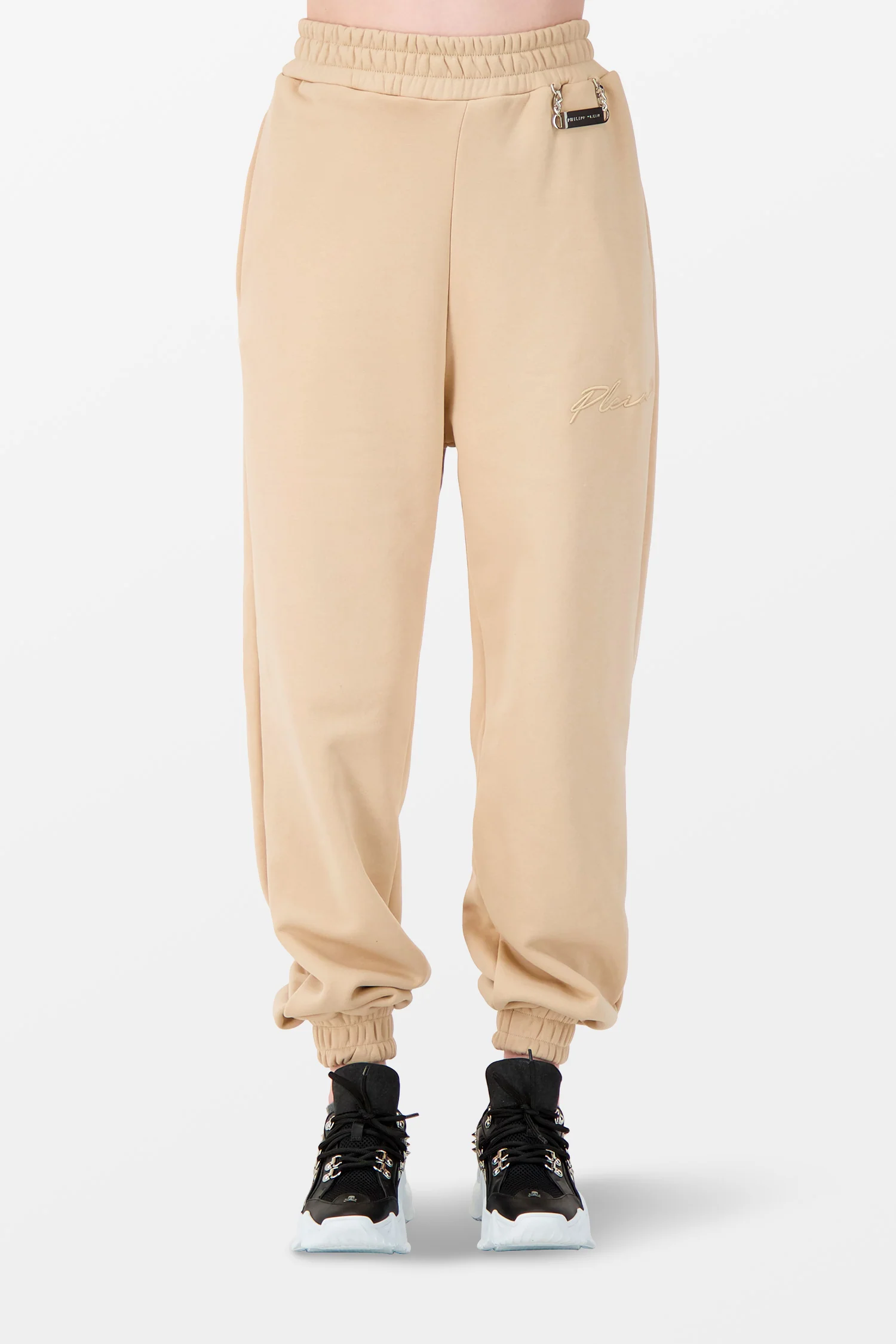 Philipp Plein Beige Embroidery Signature Trousers - Image 3