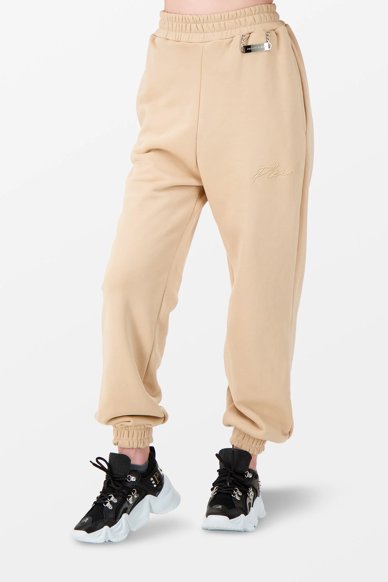 Philipp Plein Beige Embroidery Signature Trousers - Image 4