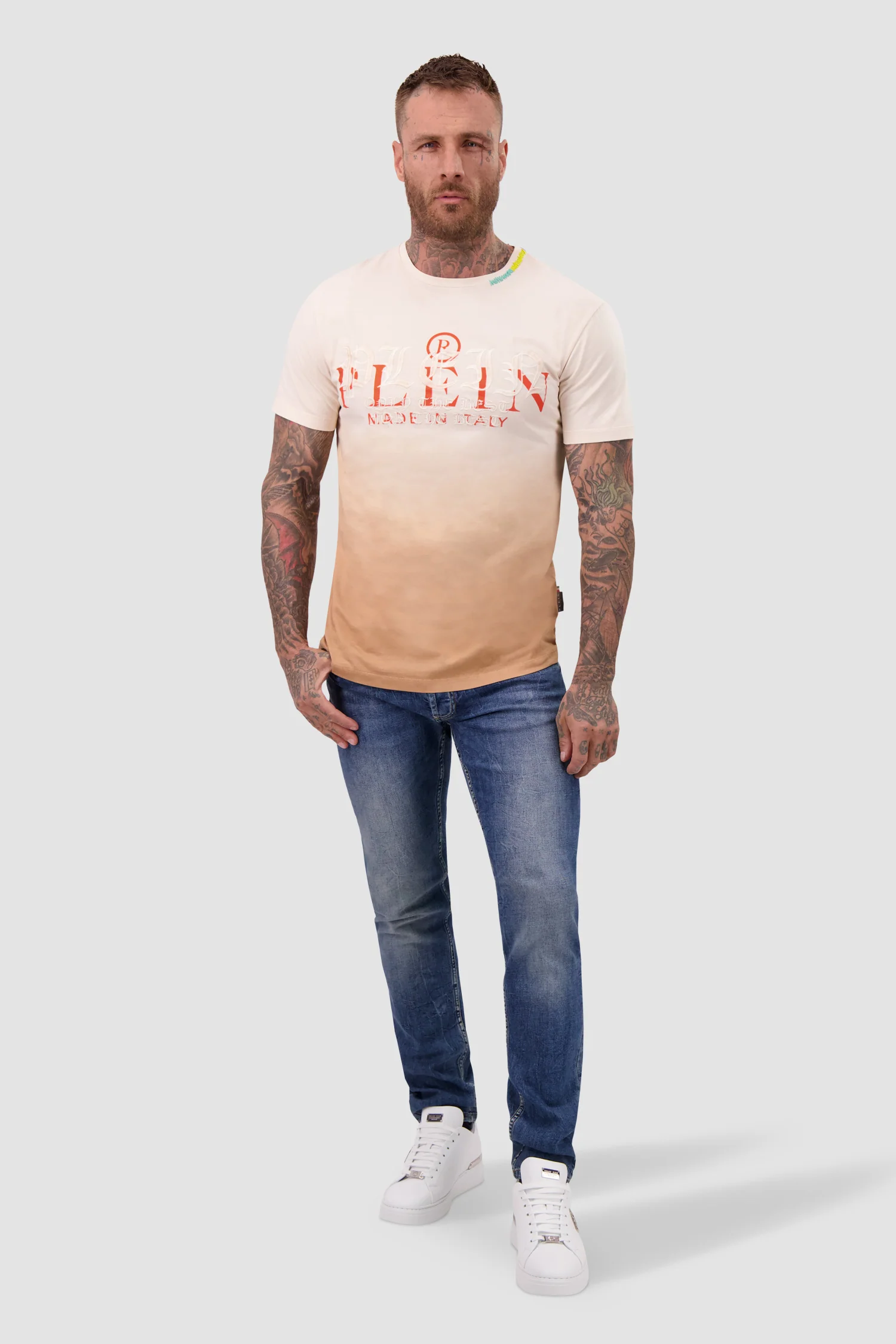 Philipp Plein Beige Round Neck SS Gothic Plein T-Shirt - Image 3