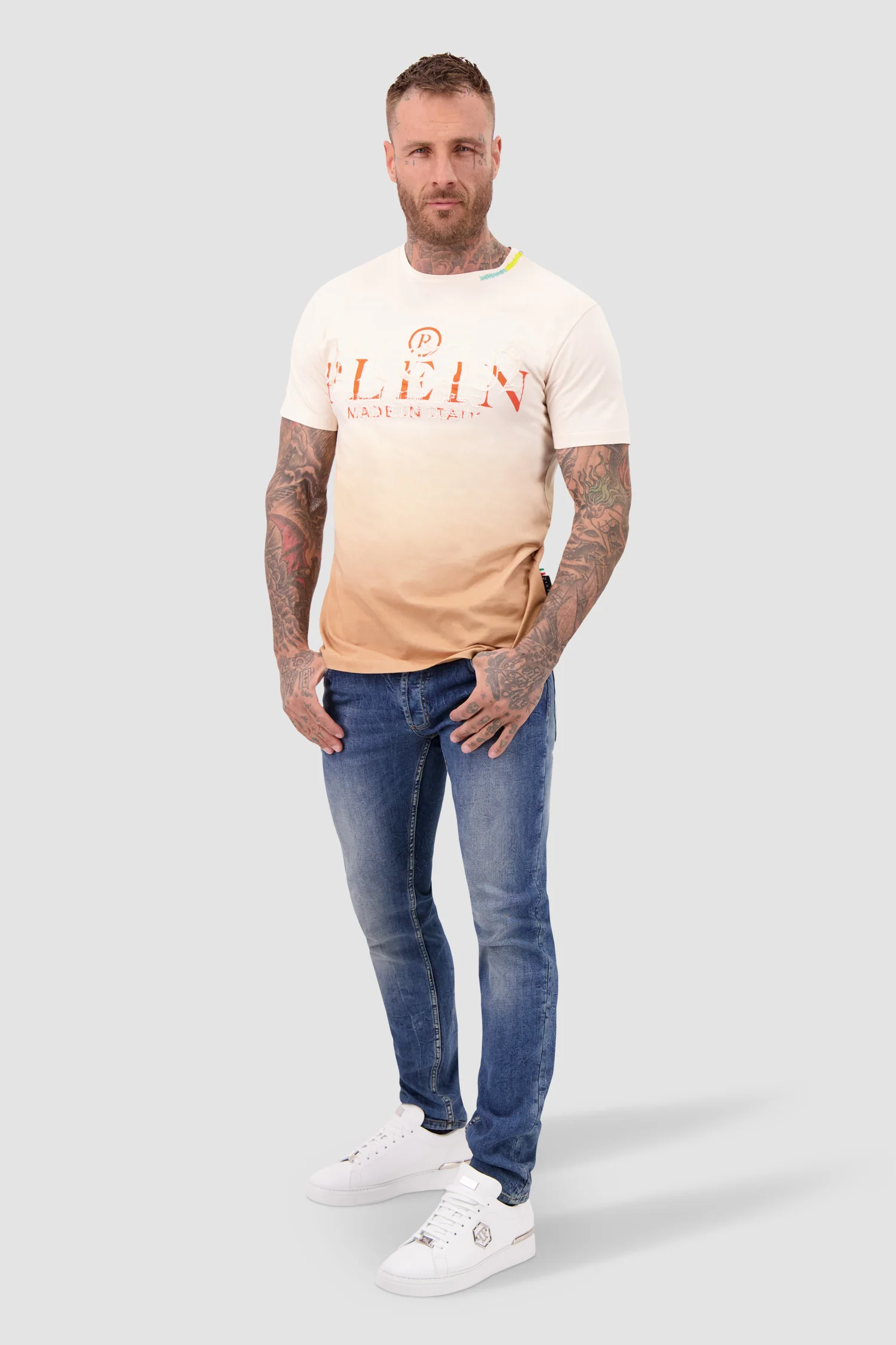 Philipp Plein Beige Round Neck SS Gothic Plein T-Shirt - Image 4