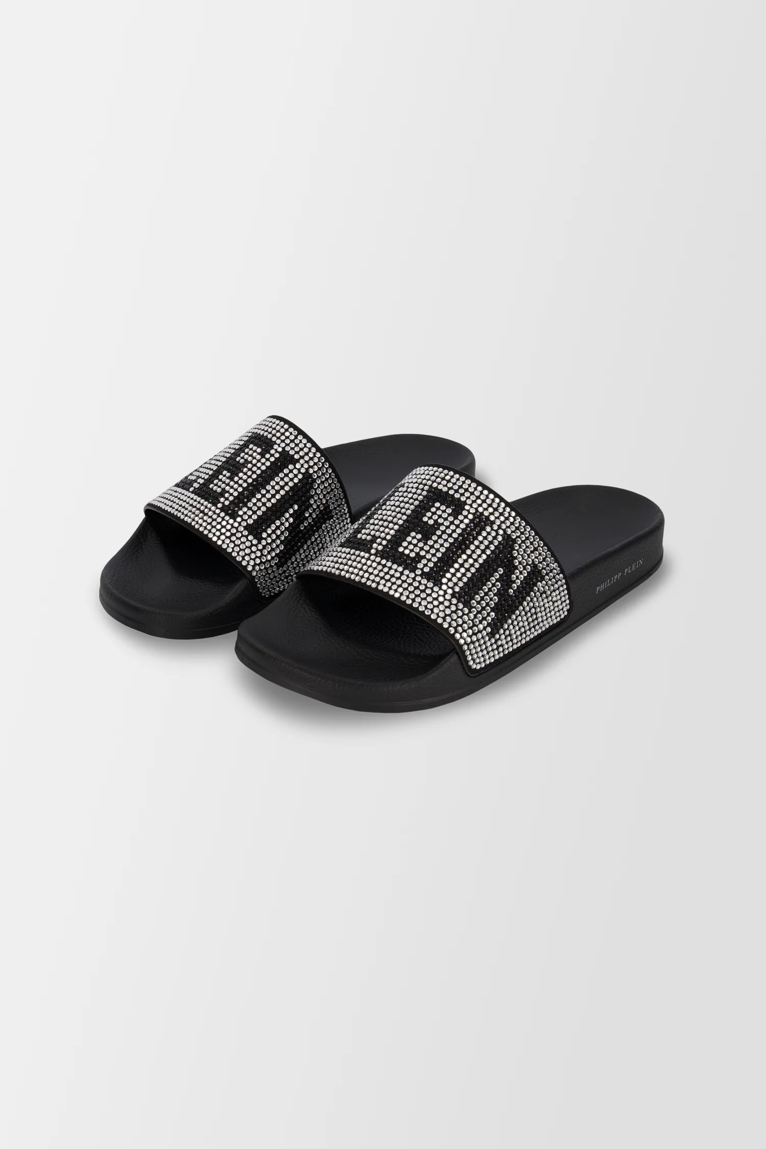 Philipp Plein Black Crystal Plein Flat Gummy Slides - Image 2