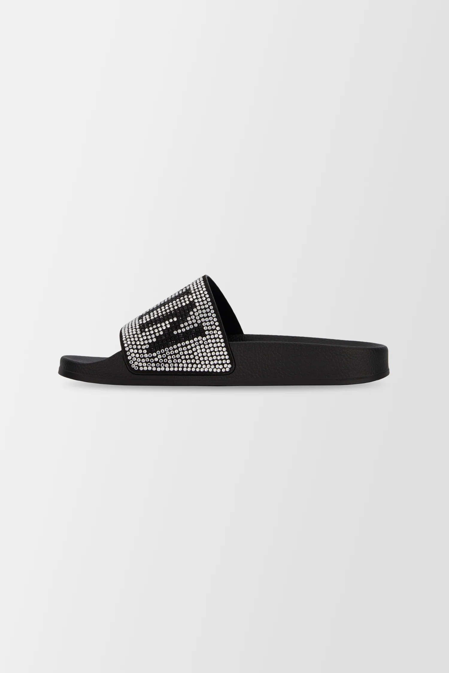Philipp Plein Black Crystal Plein Flat Gummy Slides - Image 3