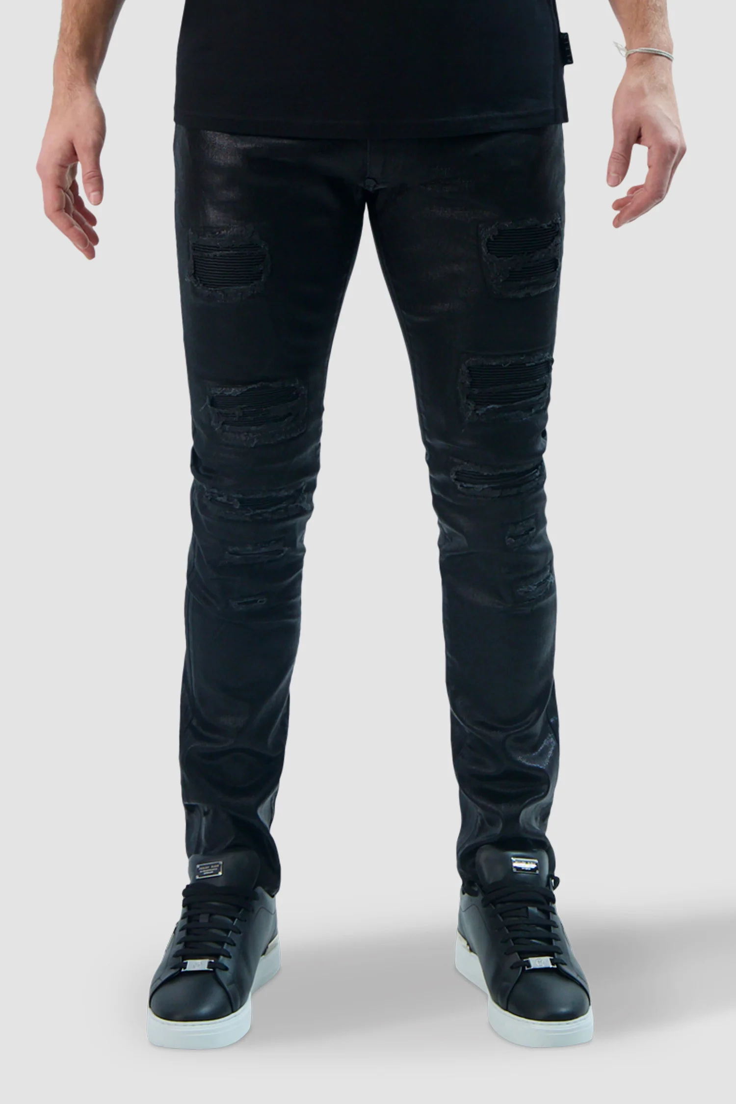 Philipp Plein Black Denim Biker Fit Trousers - Image 3