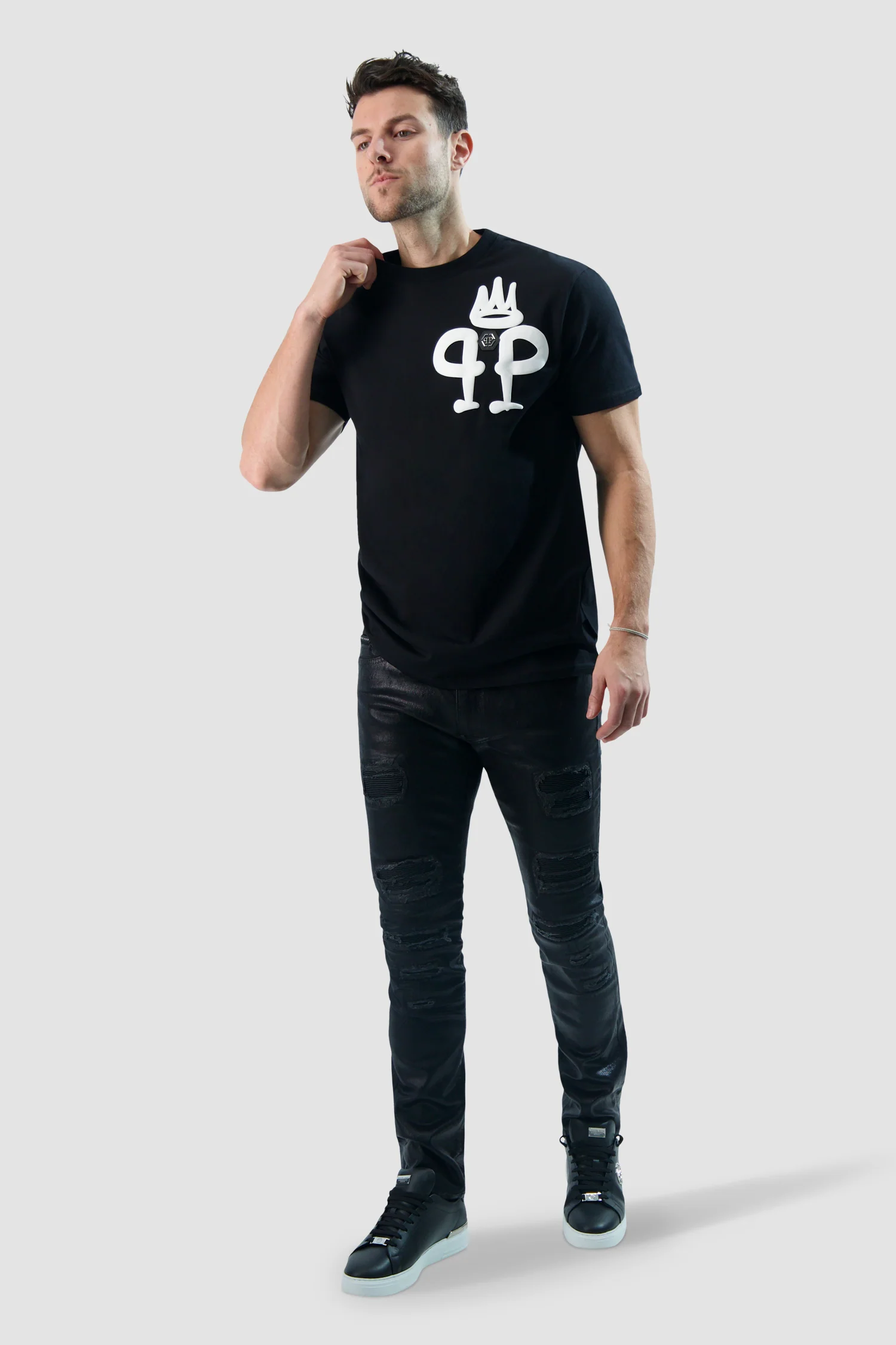Philipp Plein Black Denim Biker Fit Trousers - Image 5