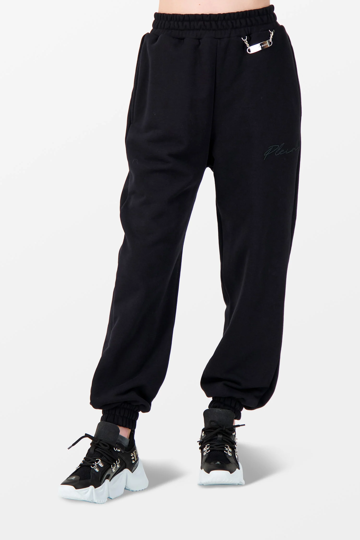 Philipp Plein Black Embroidery Signature Trousers - Image 3