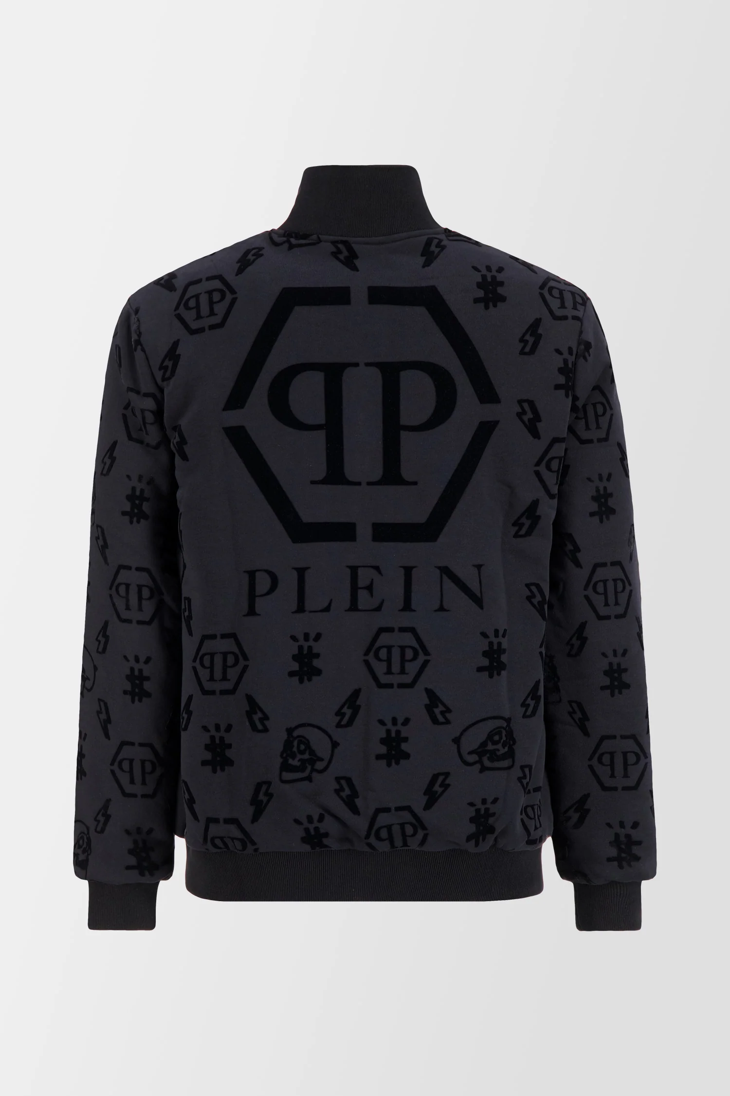 Philipp Plein Black Flock Monogram Jogging Jacket - Image 3