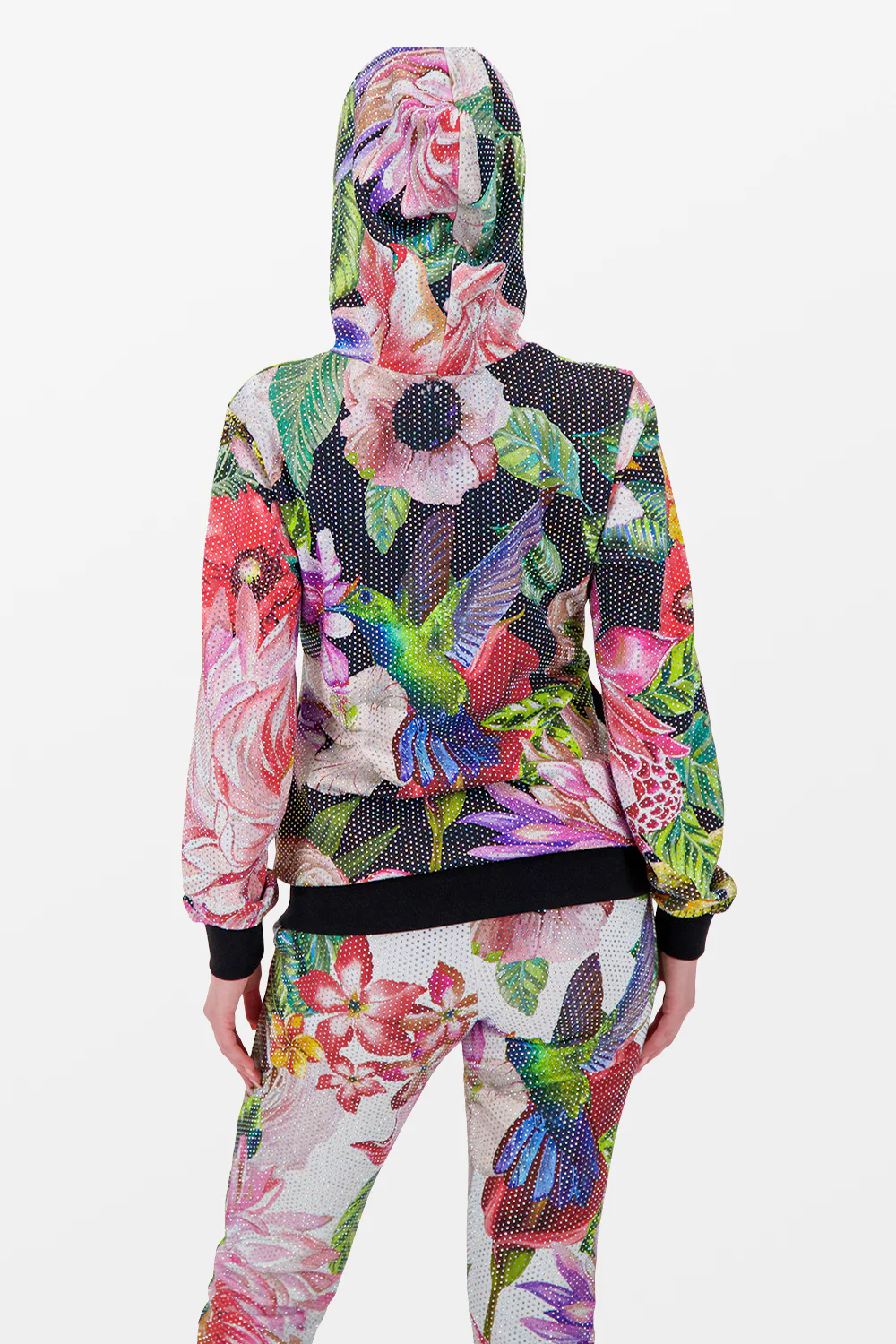 Philipp Plein Black Flowers Hoodie Sweatjacket - Image 4