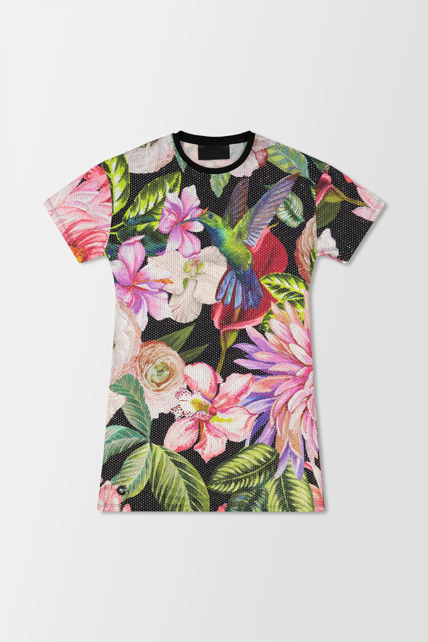 Philipp Plein Black Flowers T-Shirt Dress - Image 3