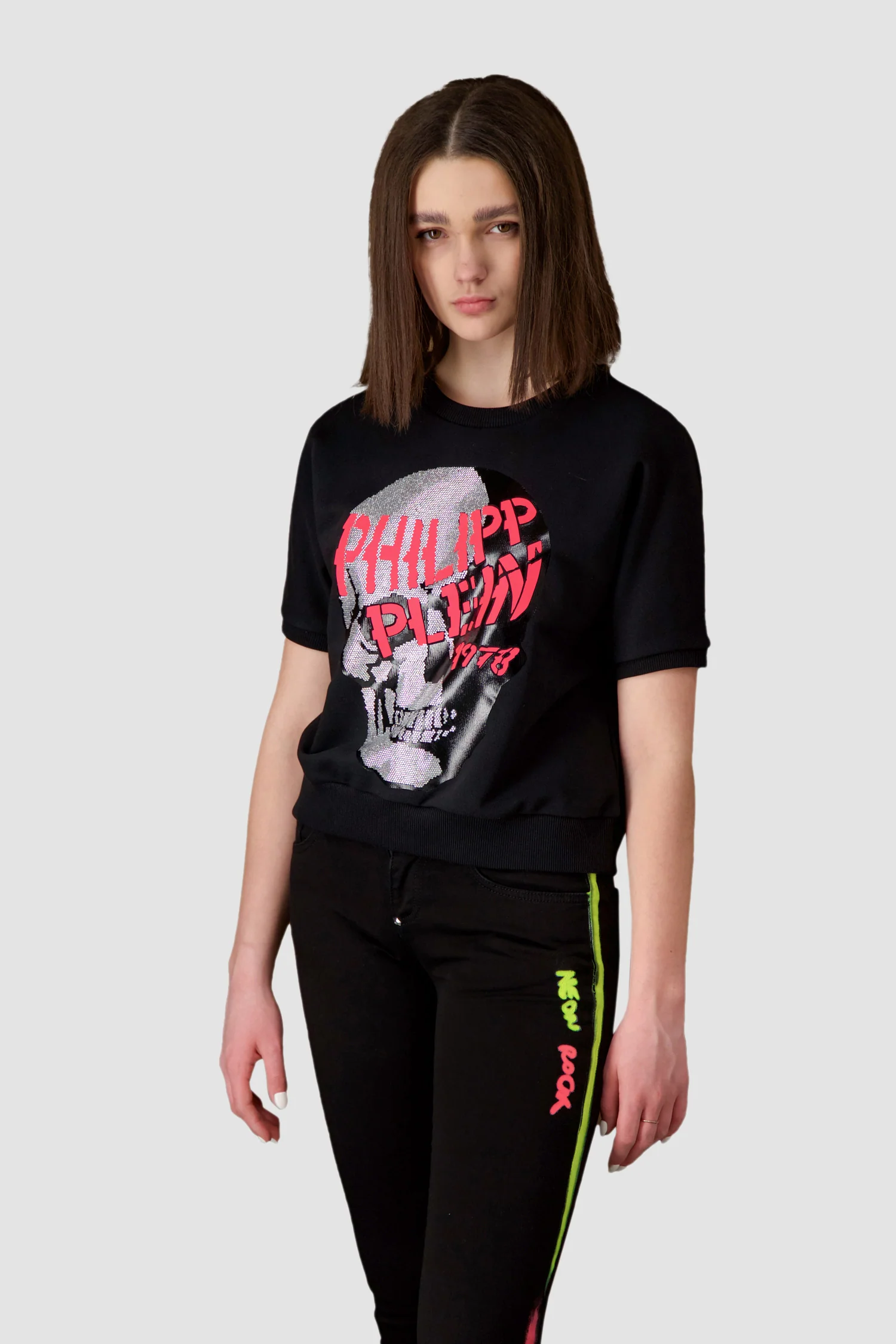 Philipp Plein Black Fuchsia SS Skull Strass Sweatshirt - Image 3