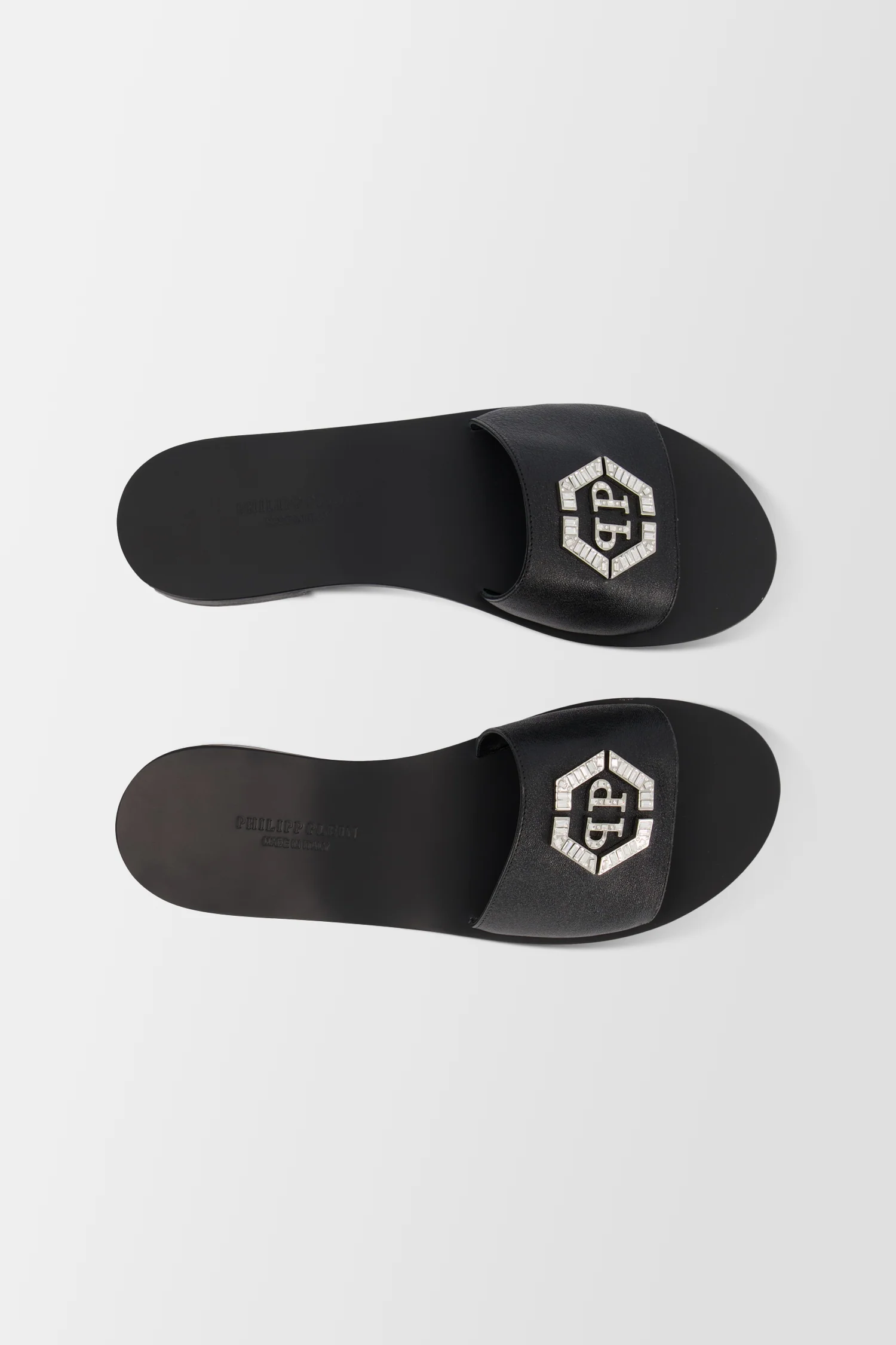 Philipp Plein Black Hexagon Logo Flat Slides - Image 3