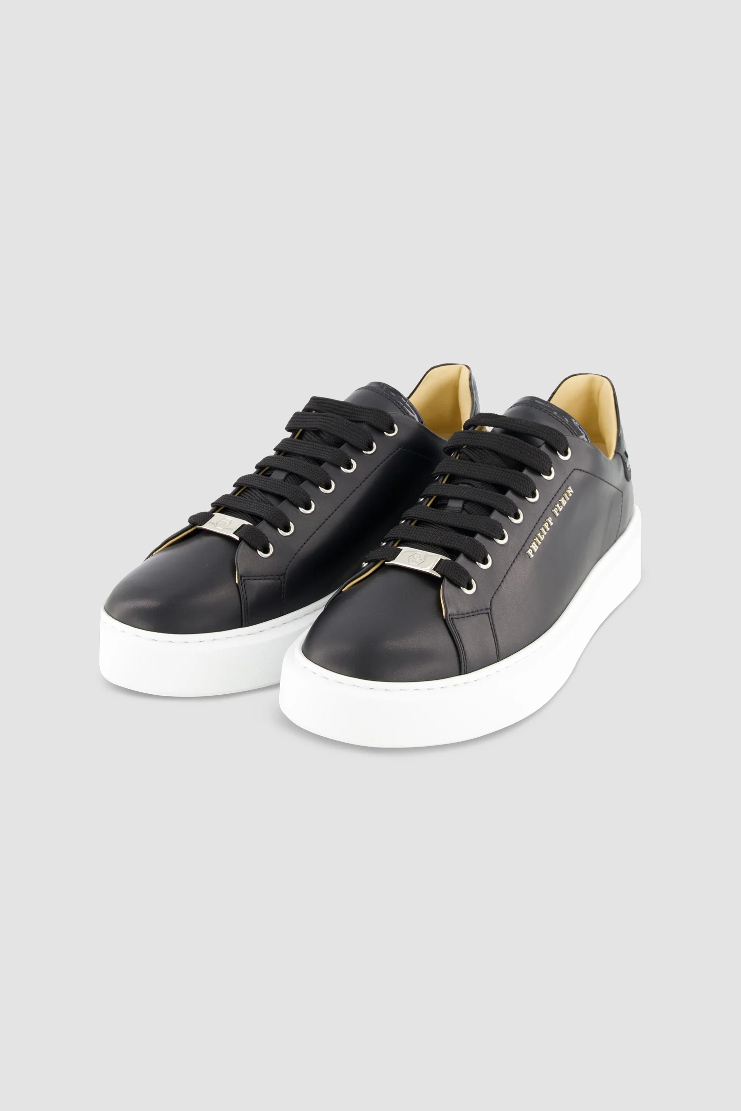 Philipp Plein Black Leather Lo-Top Hexagon Sneakers - Image 2
