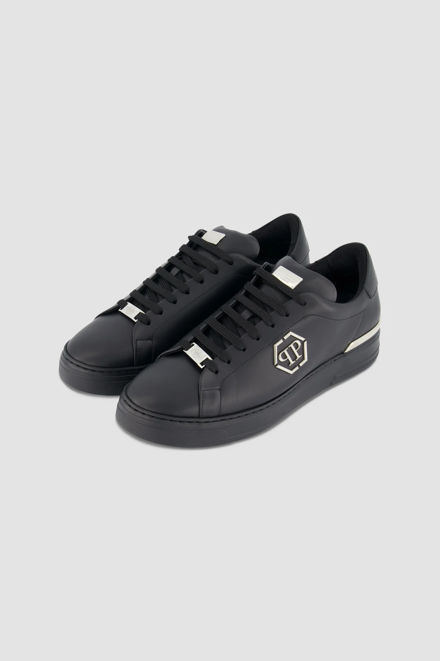 Philipp Plein Black Leather Lo-Top Hexagon Sneakers - Image 2