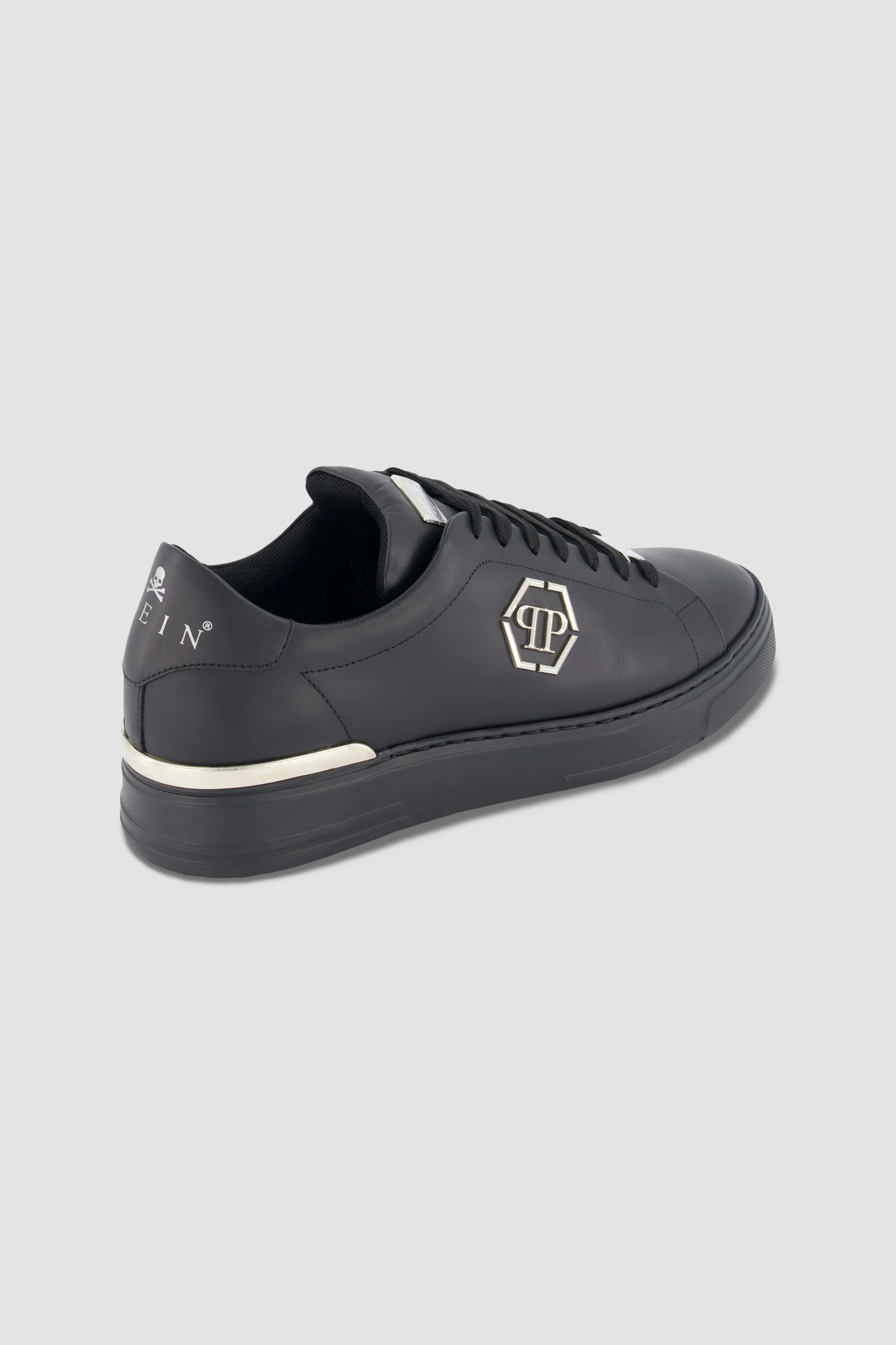 Philipp Plein Black Leather Lo-Top Hexagon Sneakers - Image 4