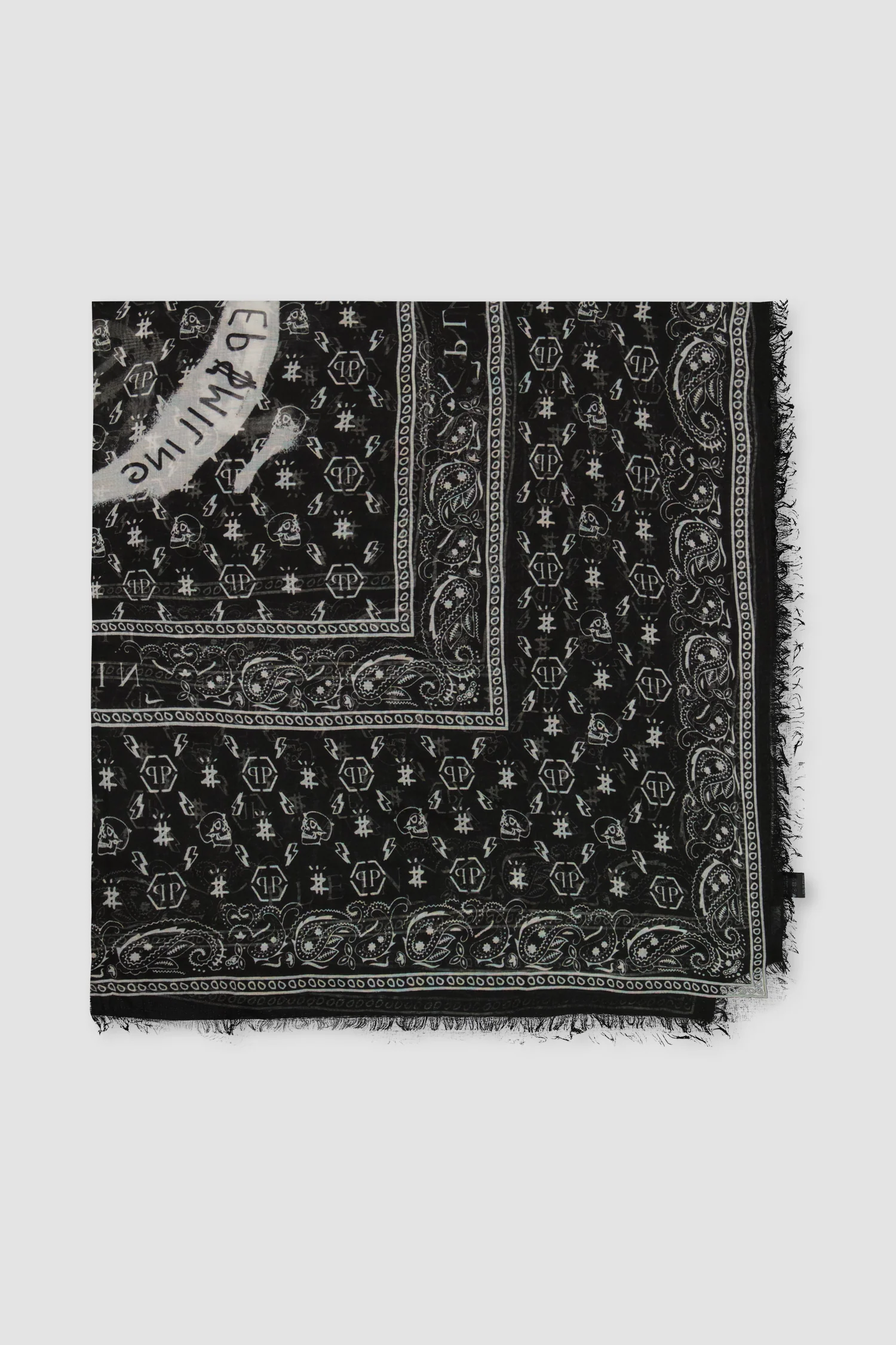 Philipp Plein Black Monogram Scarf - Image 2