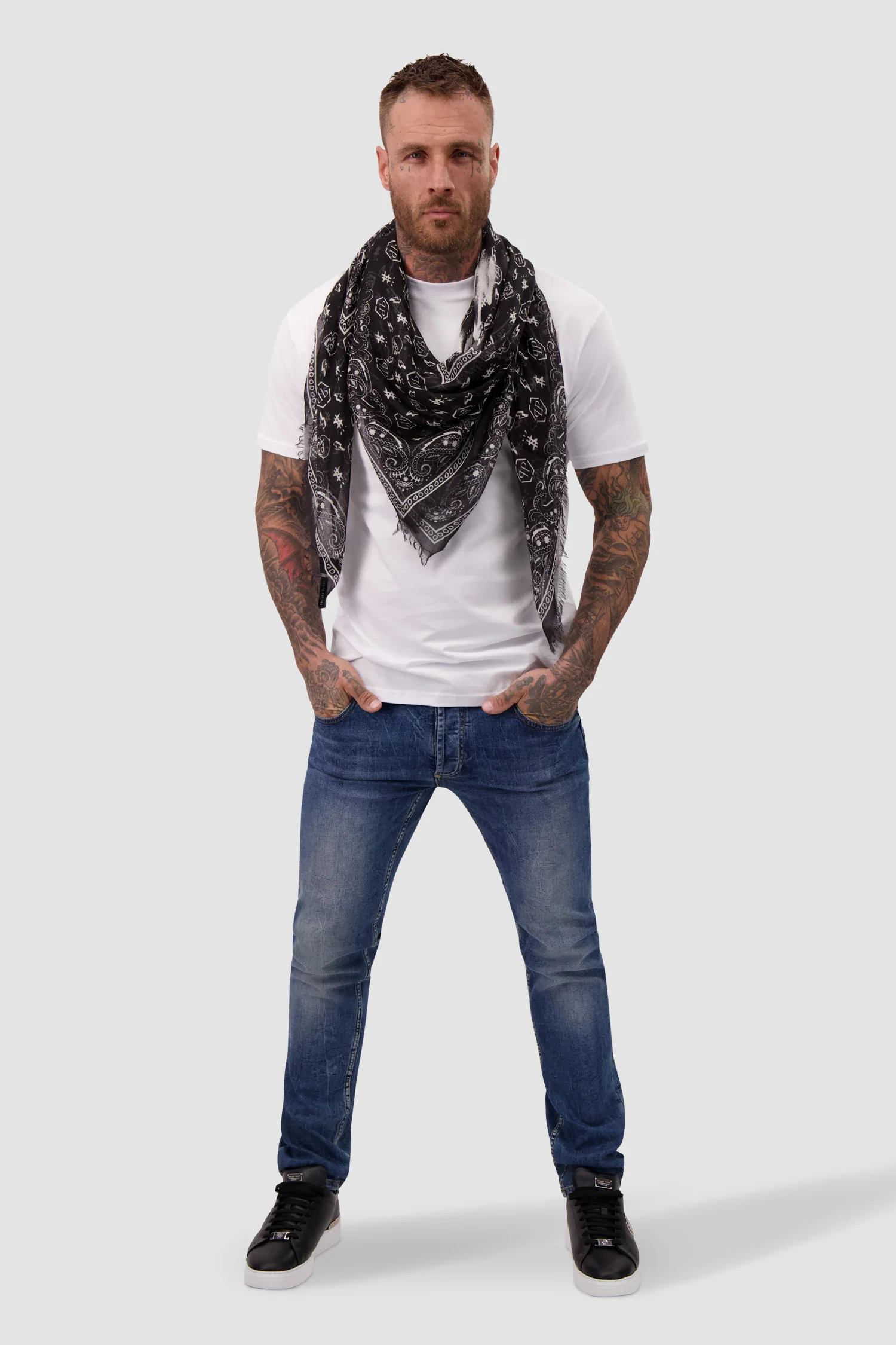 Philipp Plein Black Monogram Scarf - Image 3