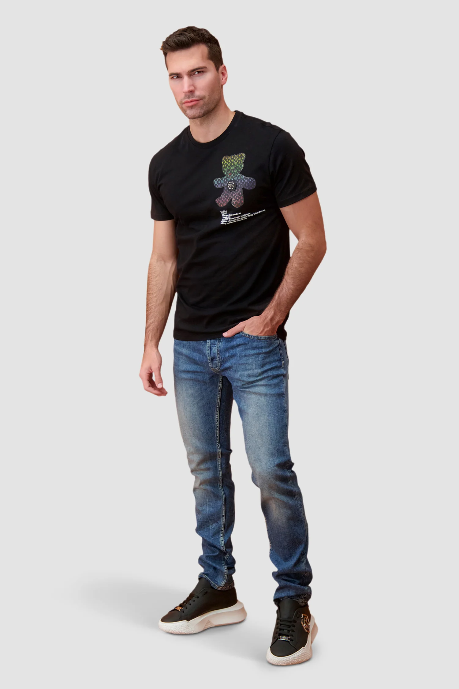 Philipp Plein Black/Multicolour Round Neck SS Teddy Bear T-Shirt - Image 6