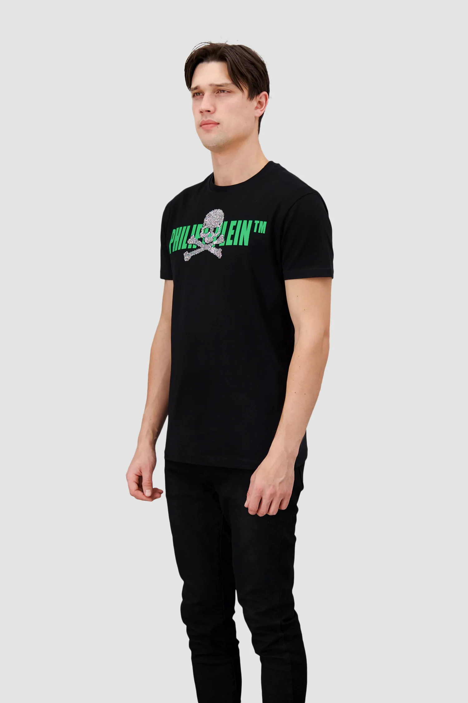 Philipp Plein Black/Neon Round Neck SS Skull Strass T-Shirt - Image 2