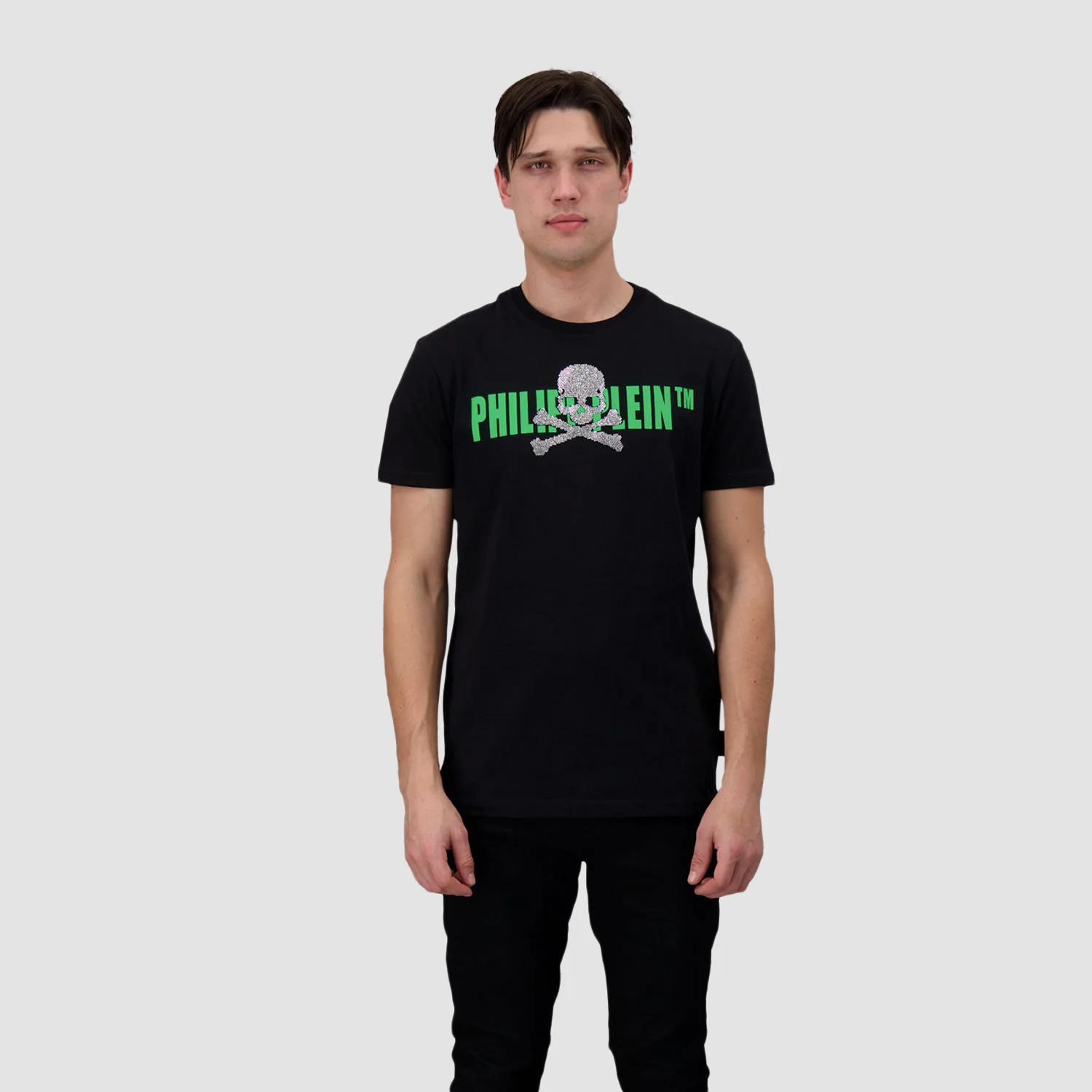 Philipp Plein Black/Neon Round Neck SS Skull Strass T-Shirt - Image 6