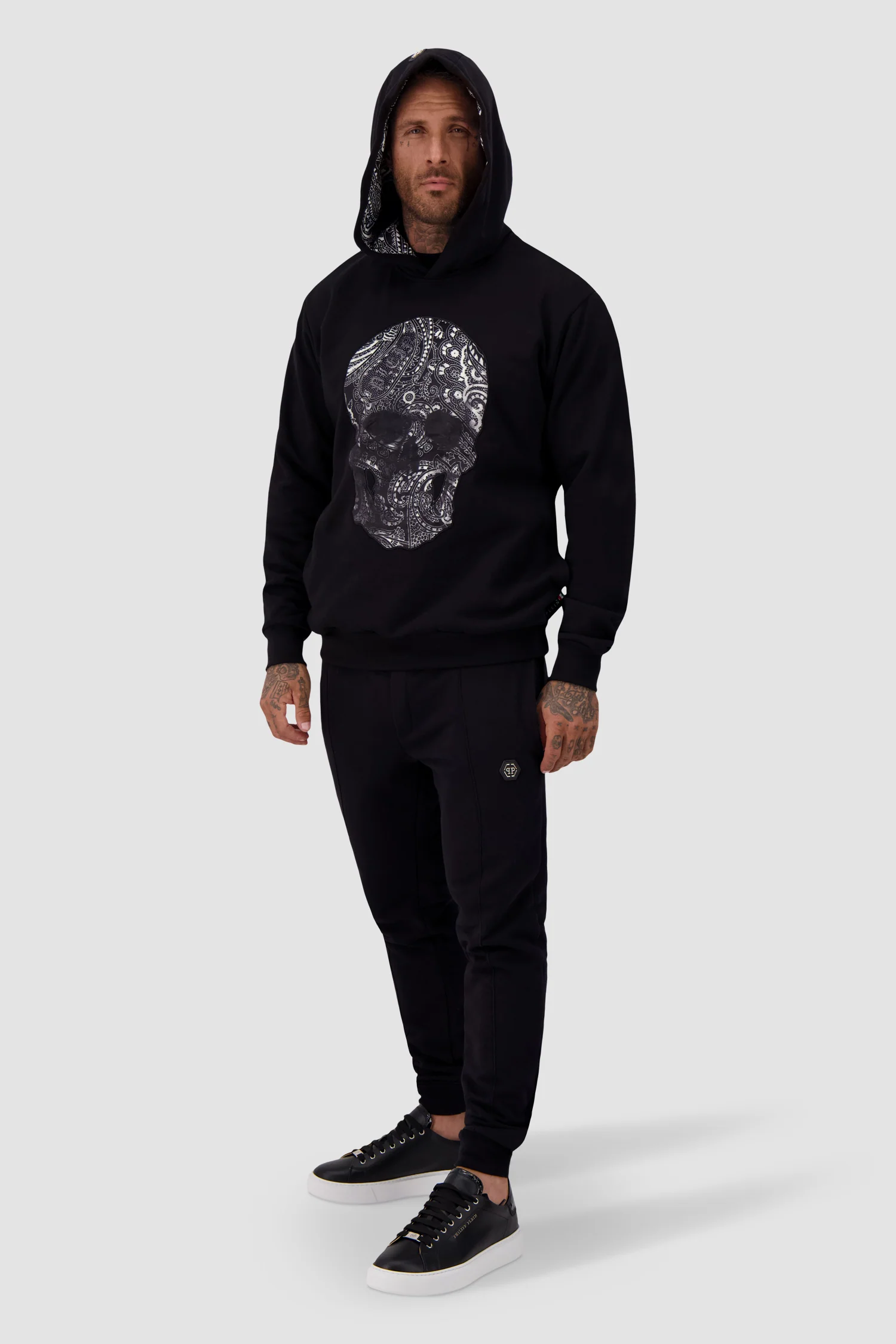 Philipp Plein Black Paisley Skull Hoodie - Image 3