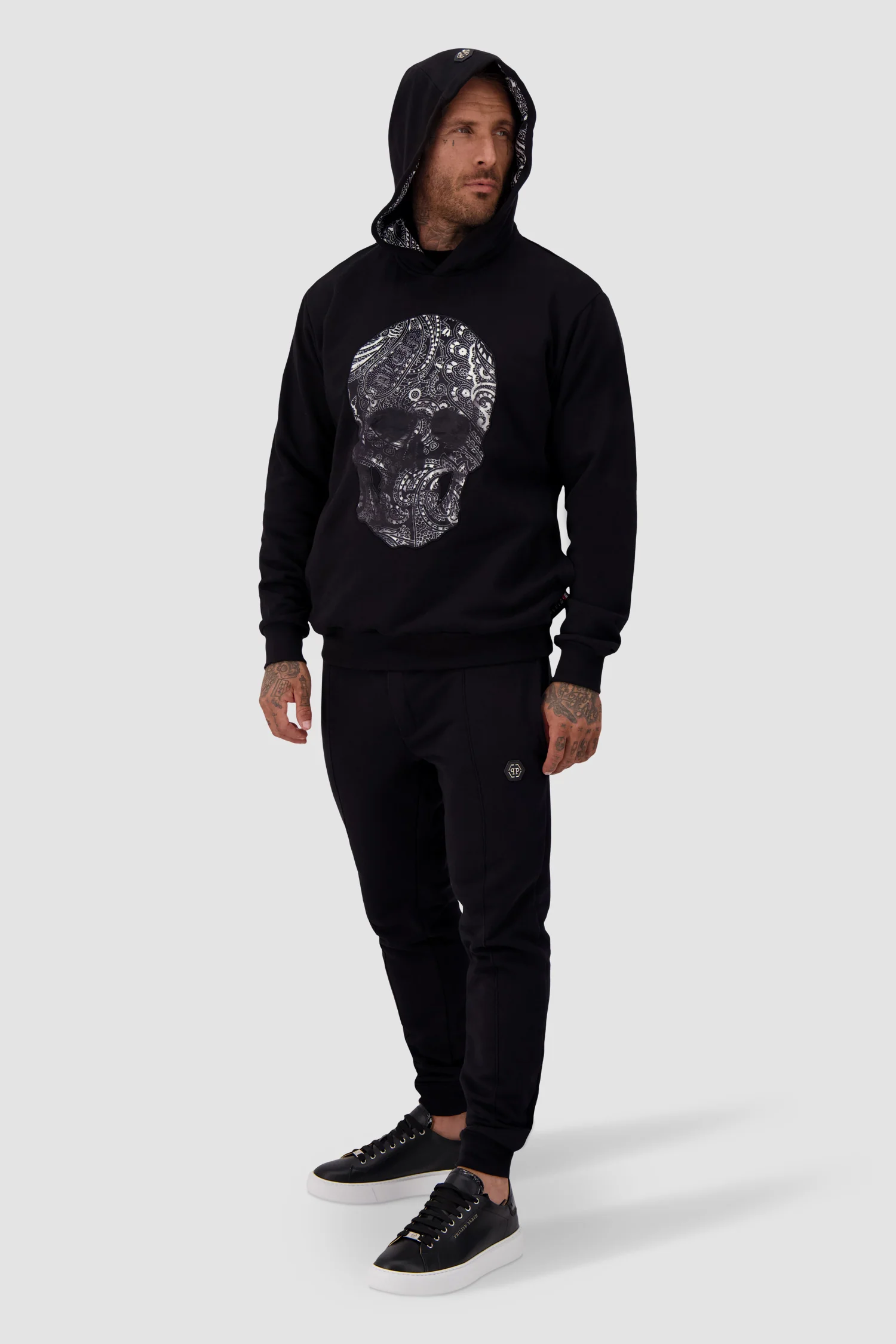 Philipp Plein Black Paisley Skull Hoodie - Image 4