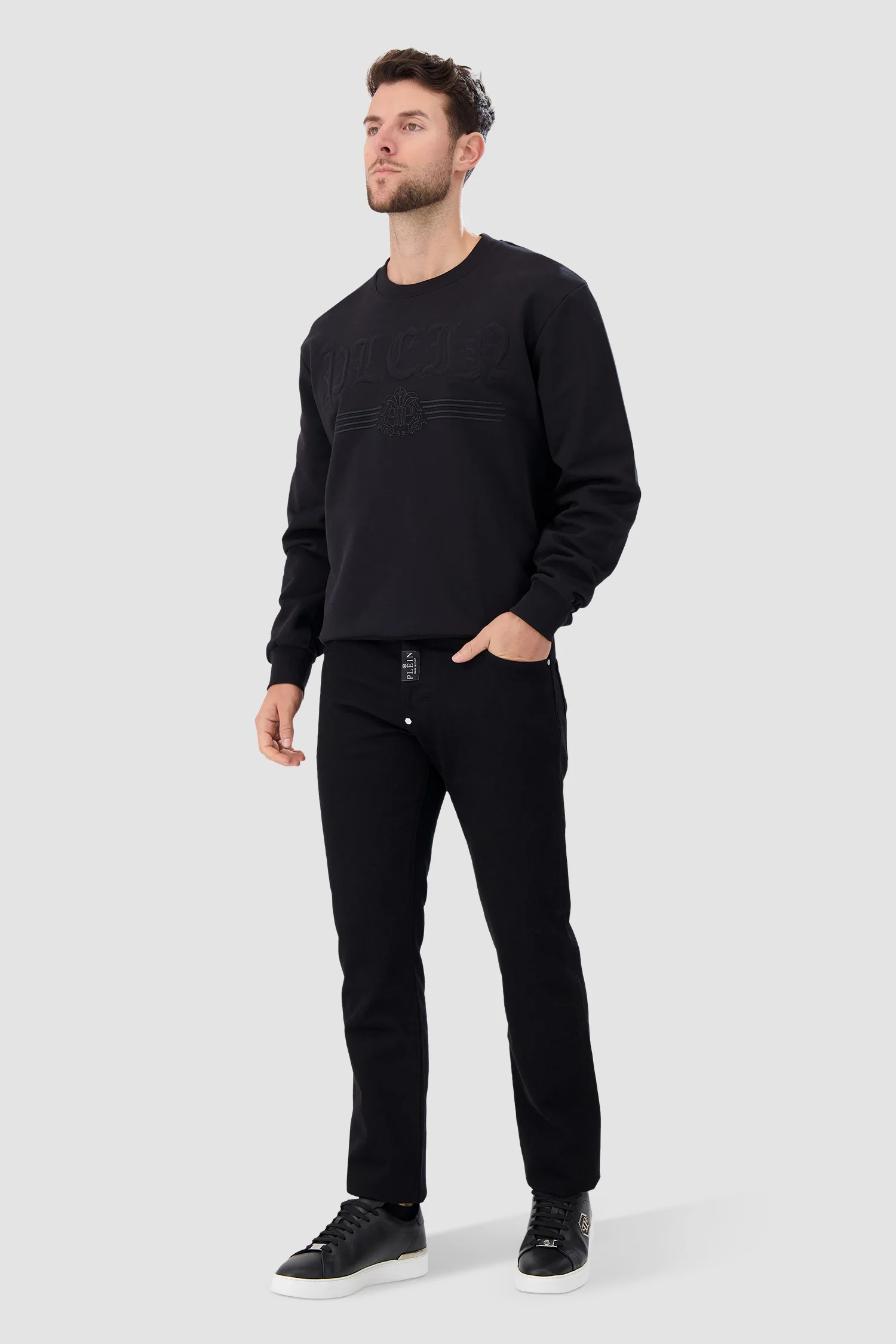 Philipp Plein Black Round Neck Gothic Plein Sweatshirt - Image 4